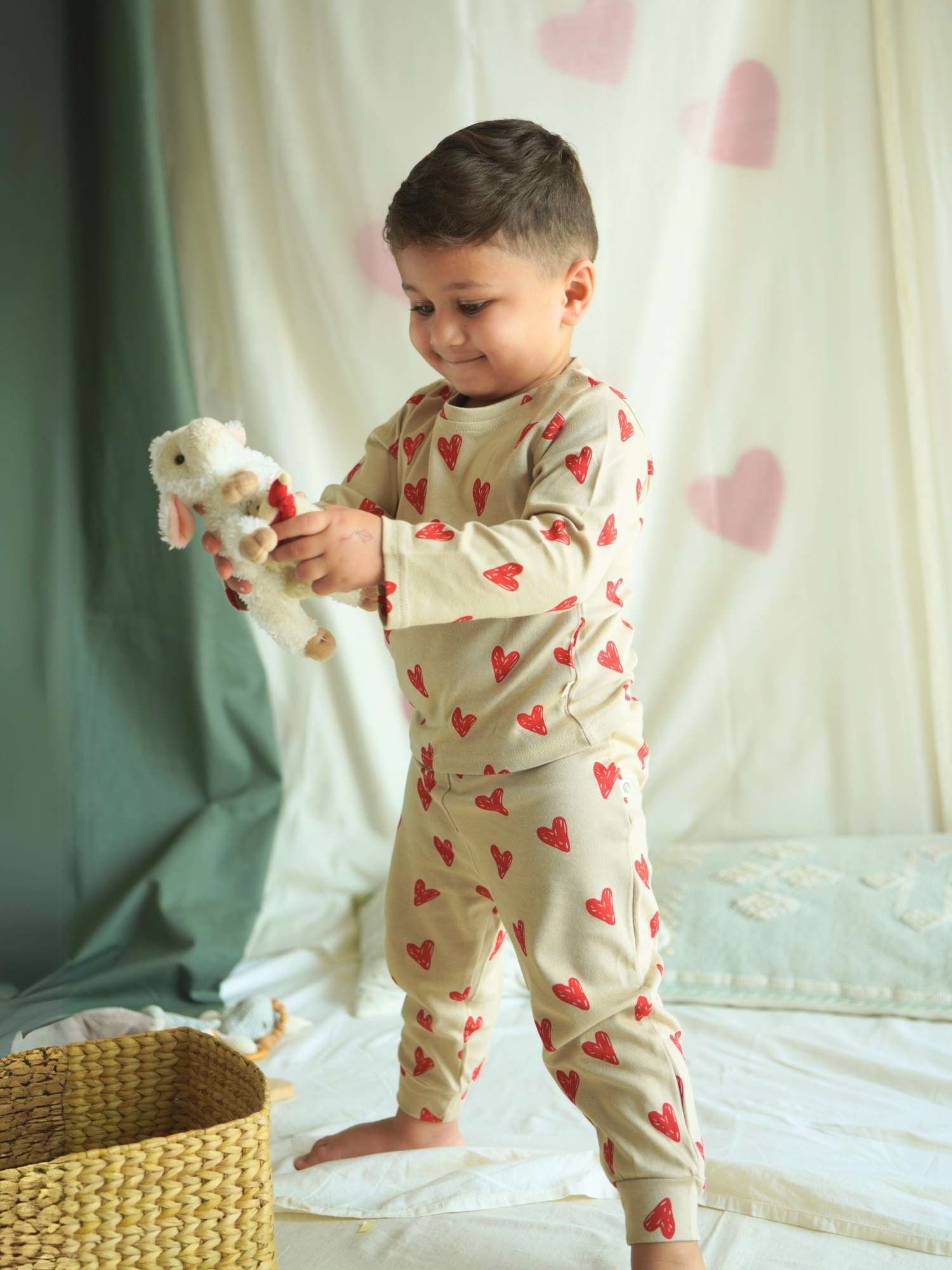 bamboo long sleeve pajama co-ord set in heart & soul