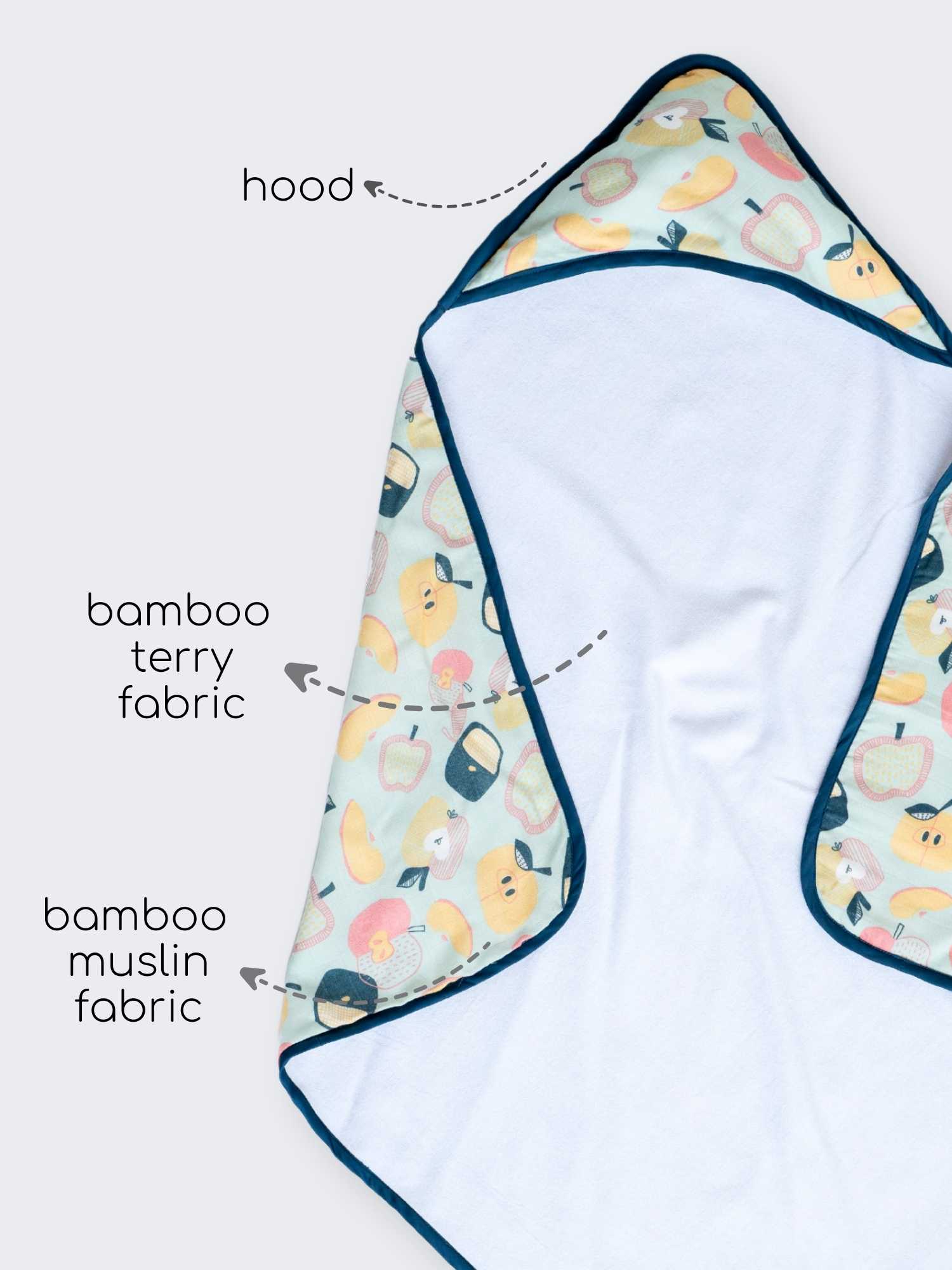 bamboo muslin + terry hooded towel - abstract world