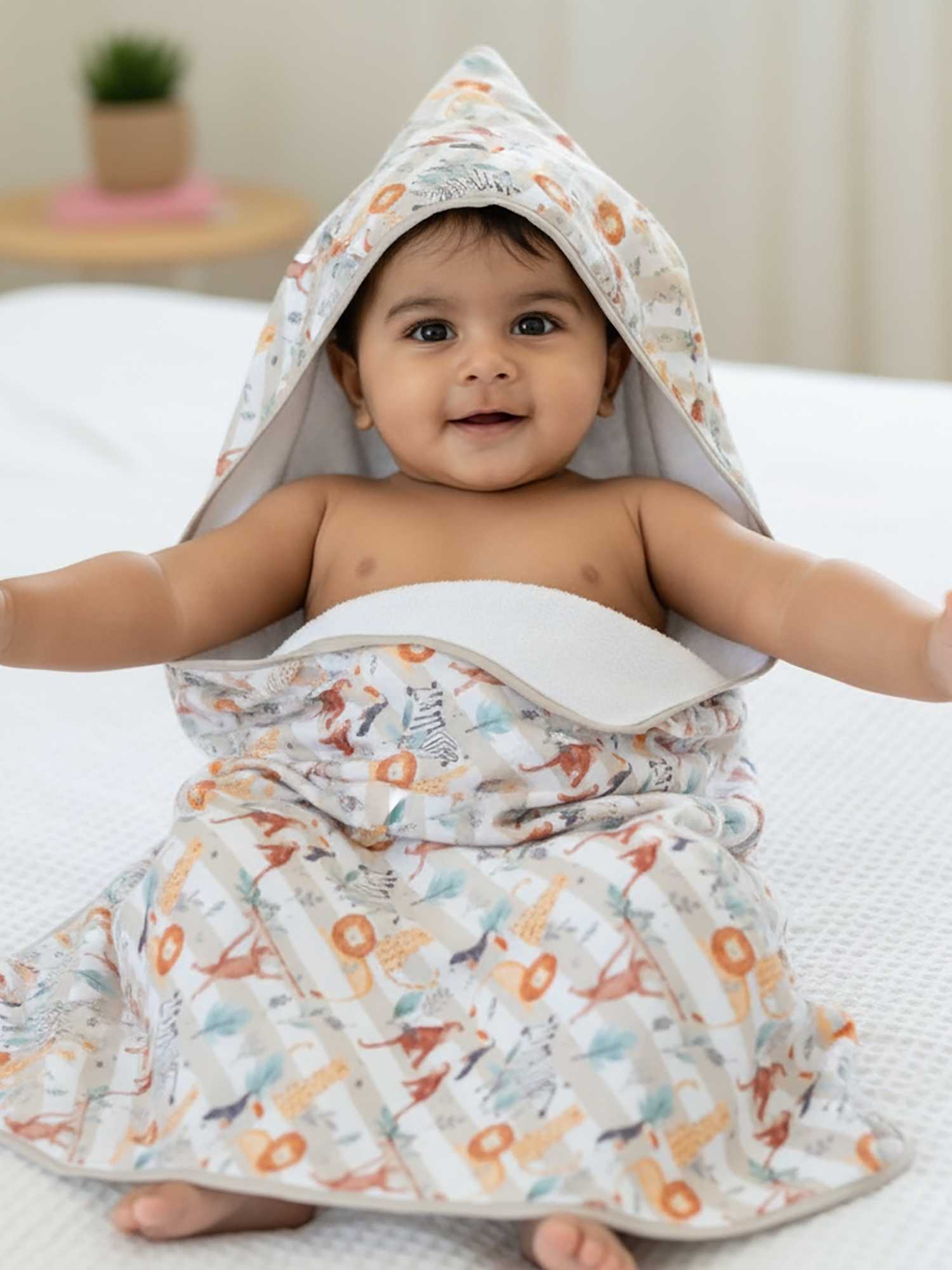 bamboo muslin + terry hooded towel - into the wild