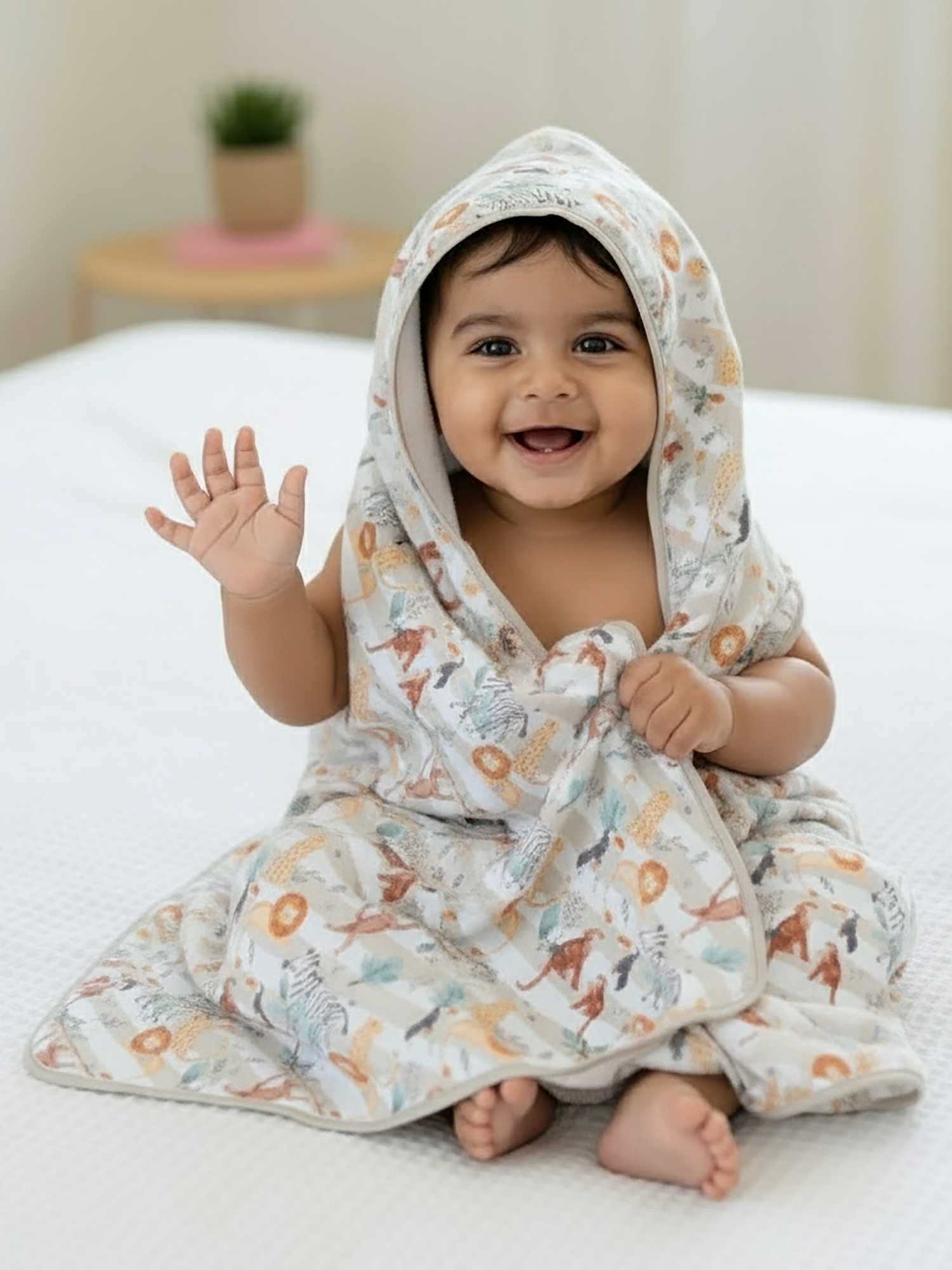 bamboo muslin + terry hooded towel - into the wild