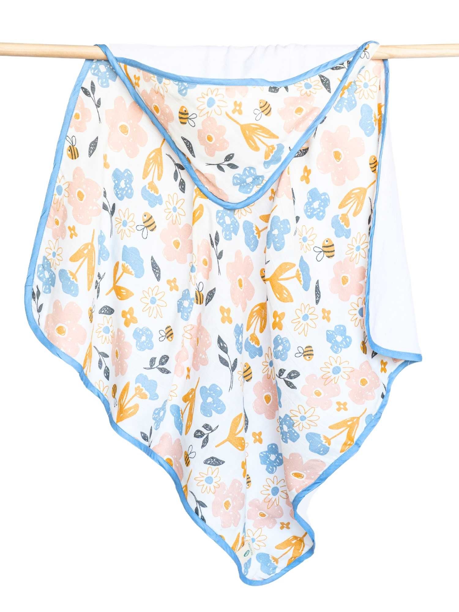 bamboo muslin + terry hooded towel - enchanted garden