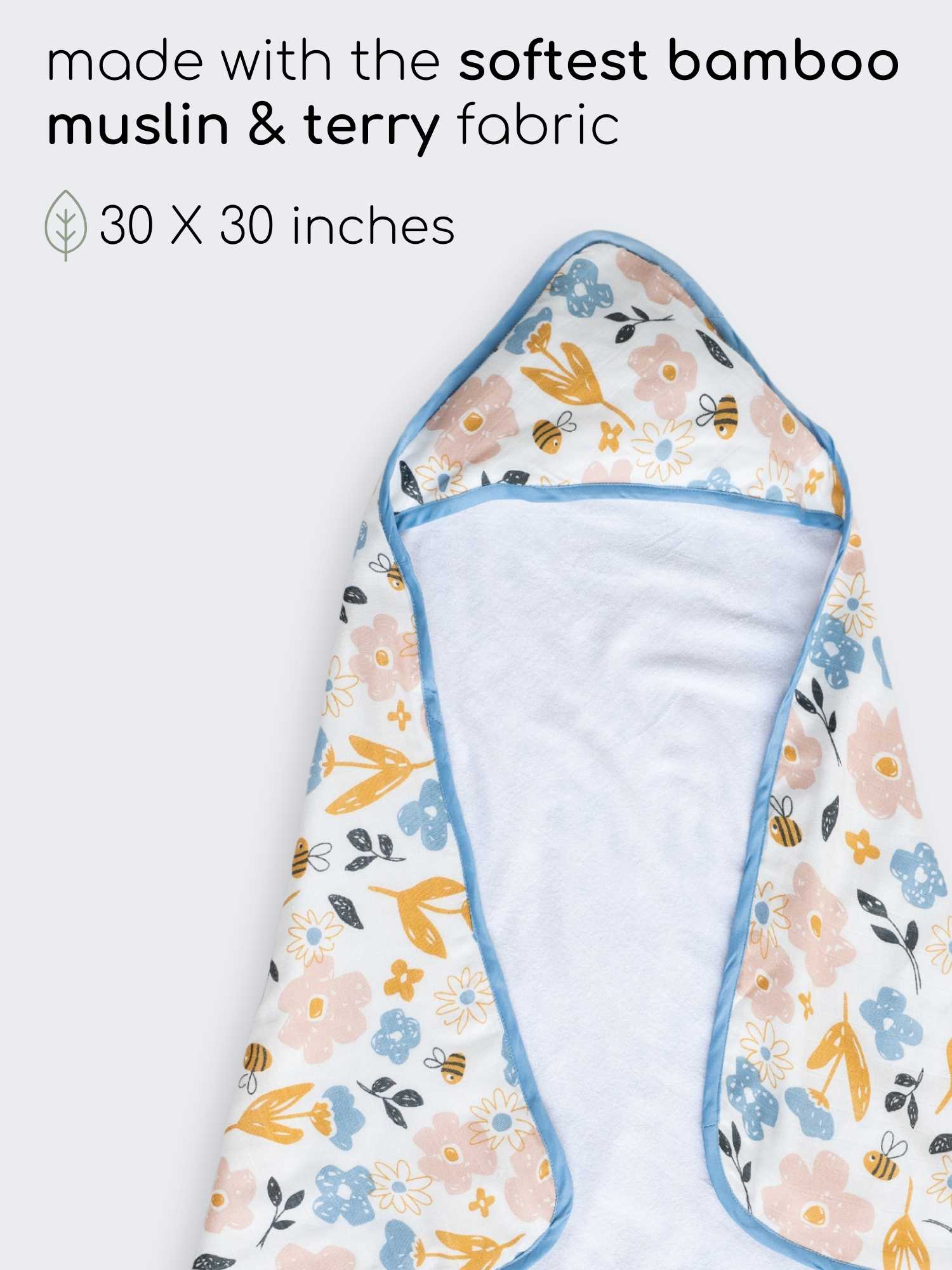 bamboo muslin + terry hooded towel - enchanted garden