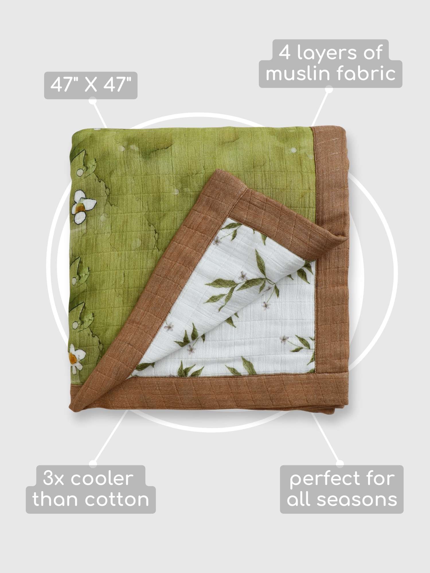 bamboo muslin baby blanket - placement print