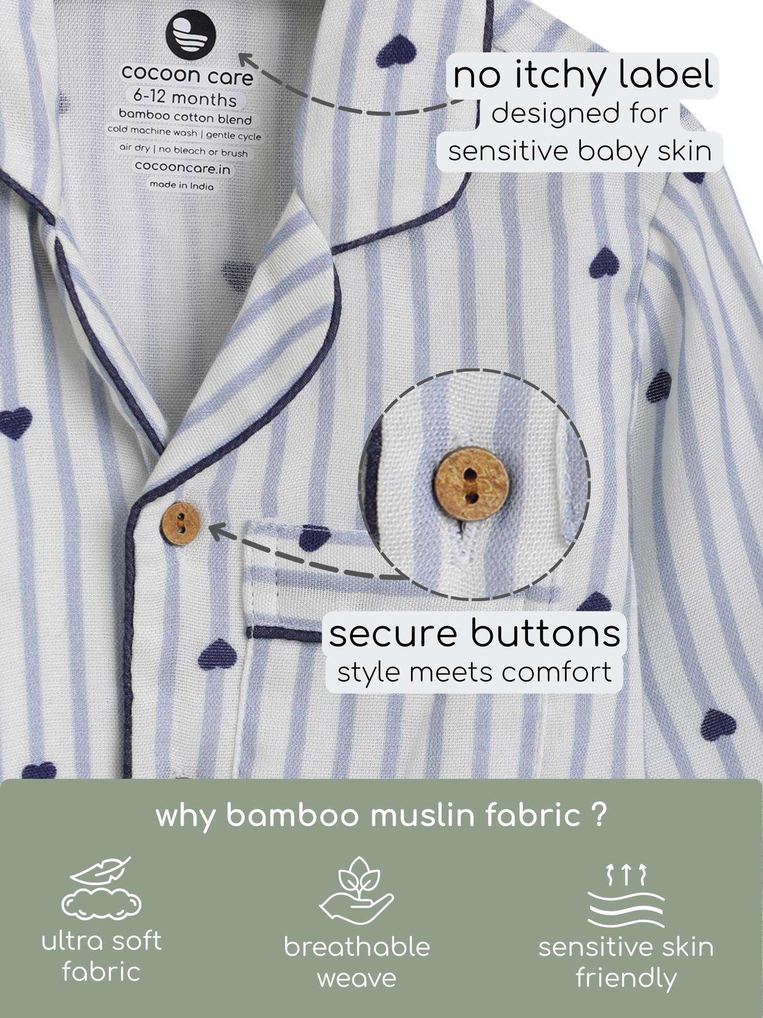bamboo muslin nightsuit set