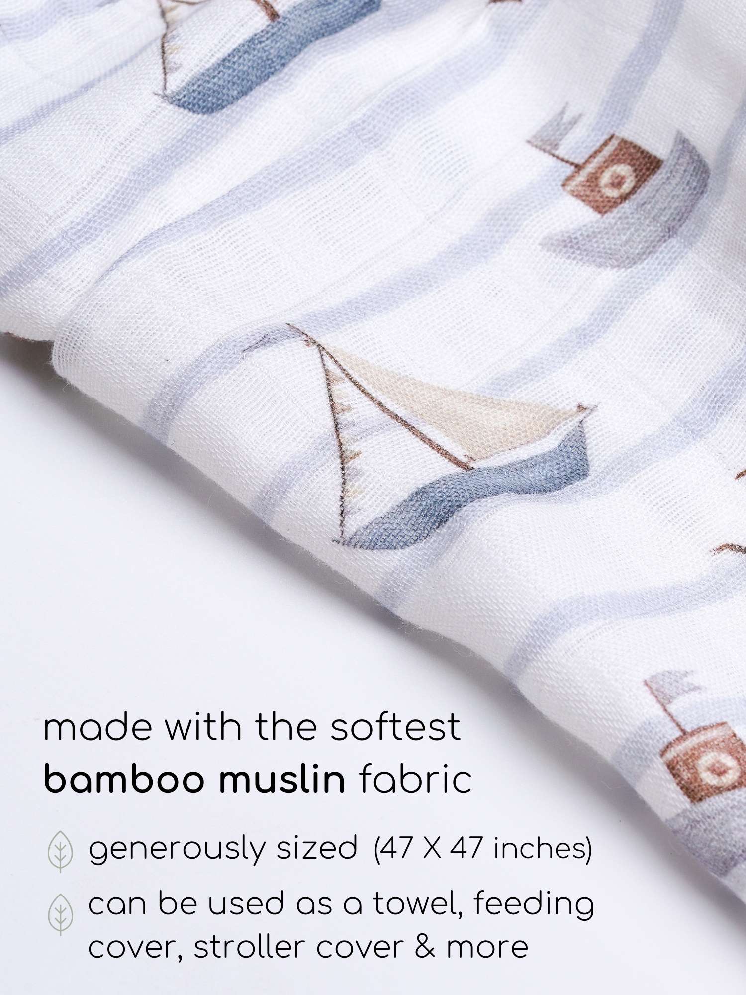 bamboo muslin swaddle - by the sea