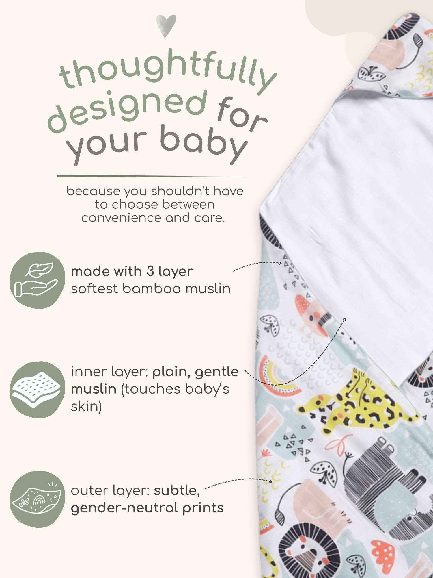 bamboo muslin 3-in-1 multi wrap towel
