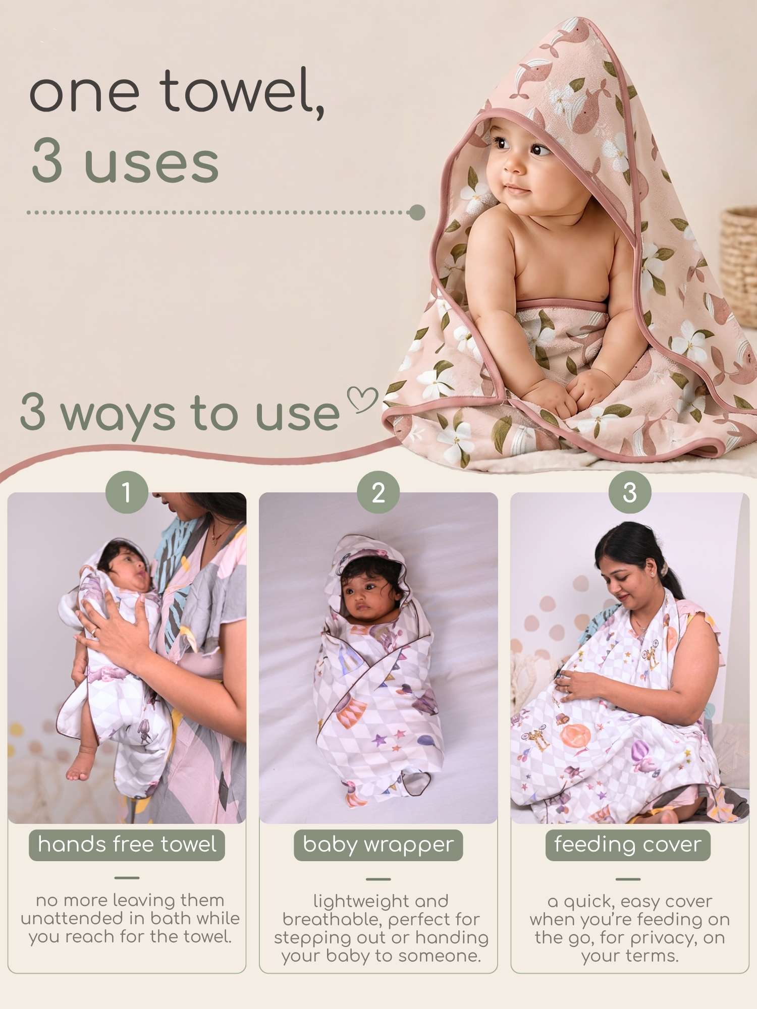 bamboo muslin 3-in-1 multi wrap towel
