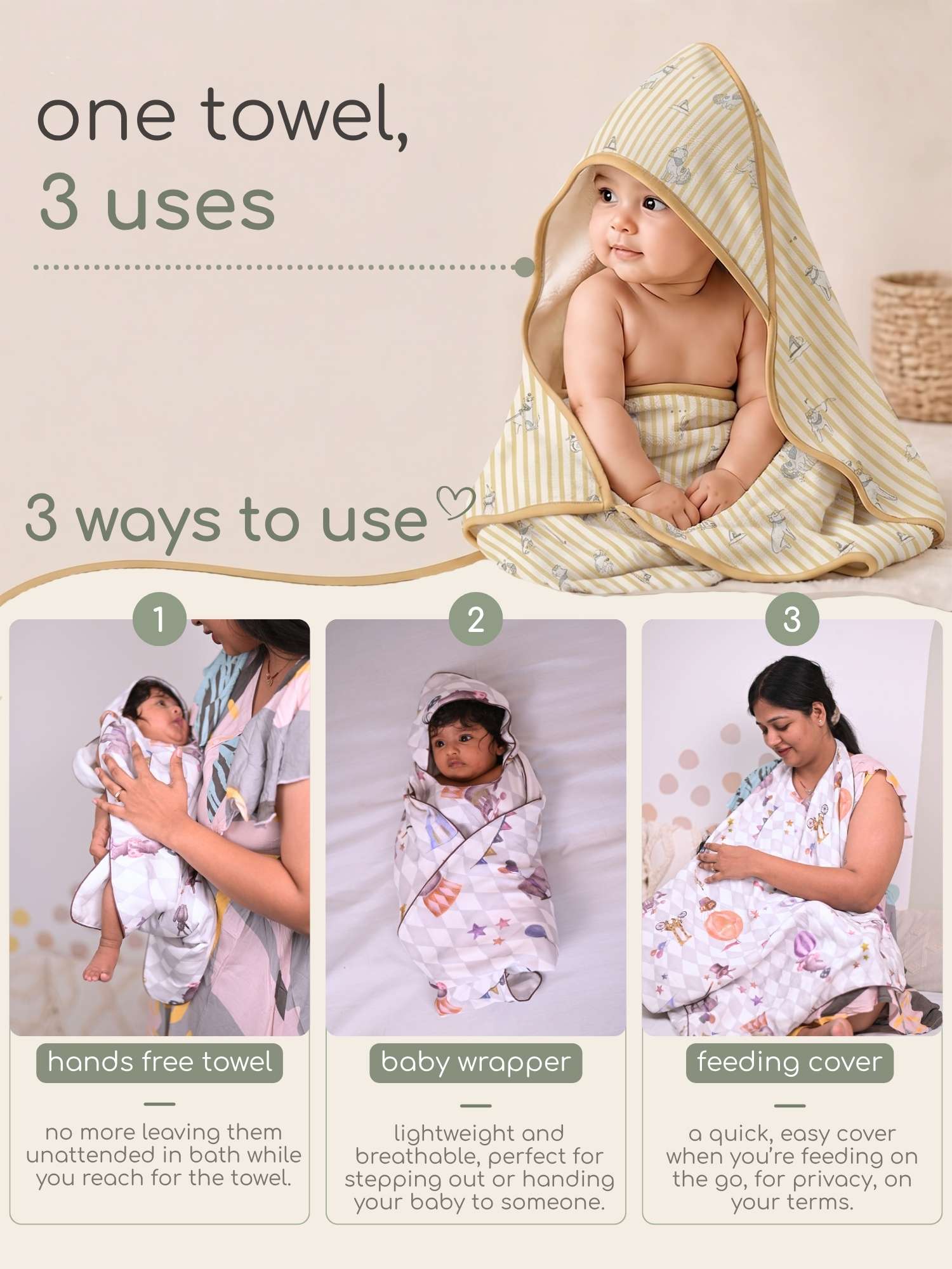bamboo muslin 3-in-1 multi wrap towel