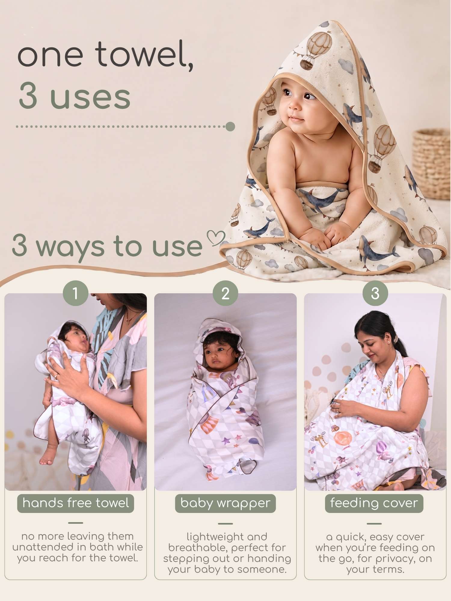 bamboo muslin 3-in-1 multi wrap towel