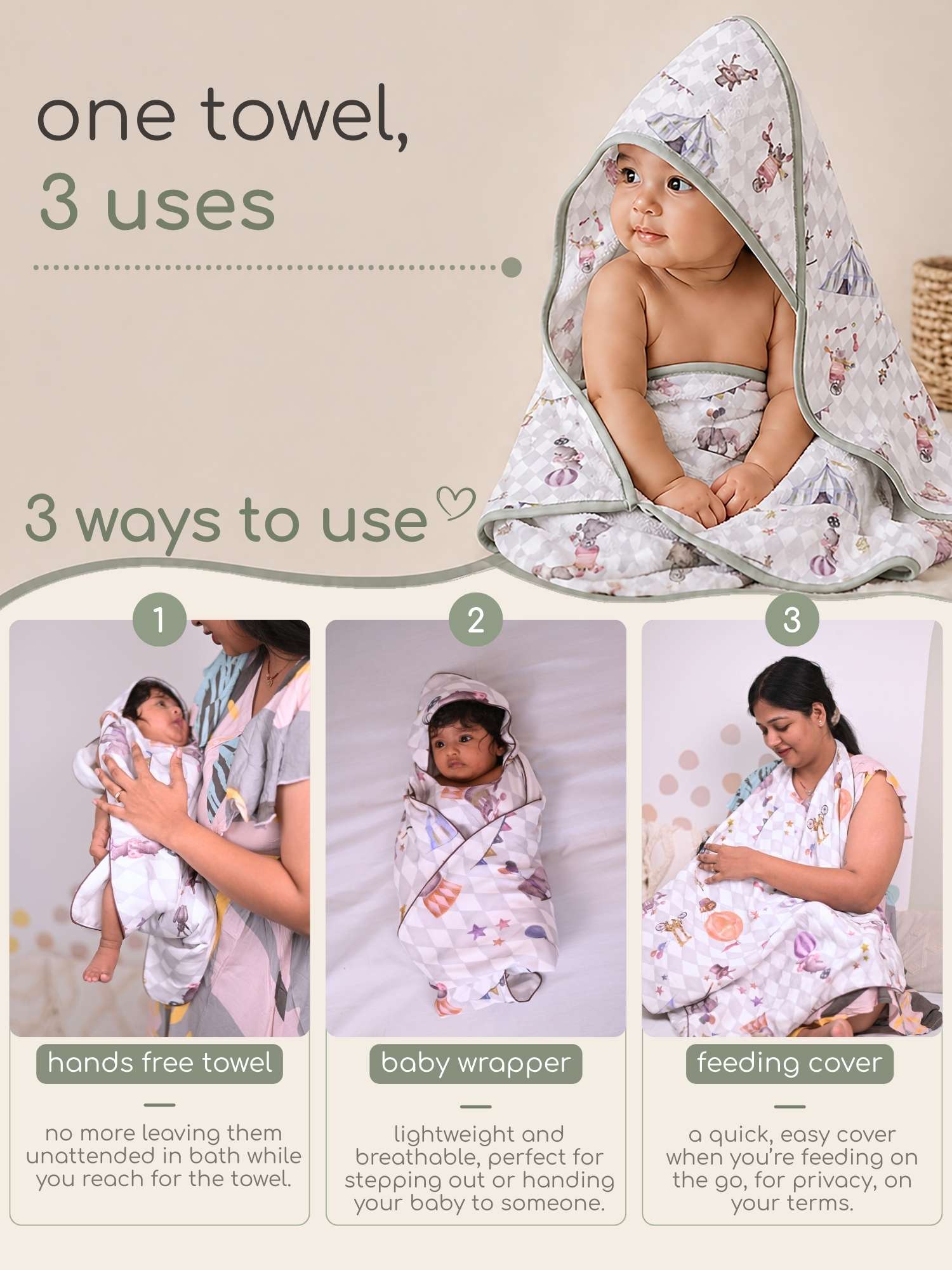 bamboo muslin 3-in-1 multi wrap towel