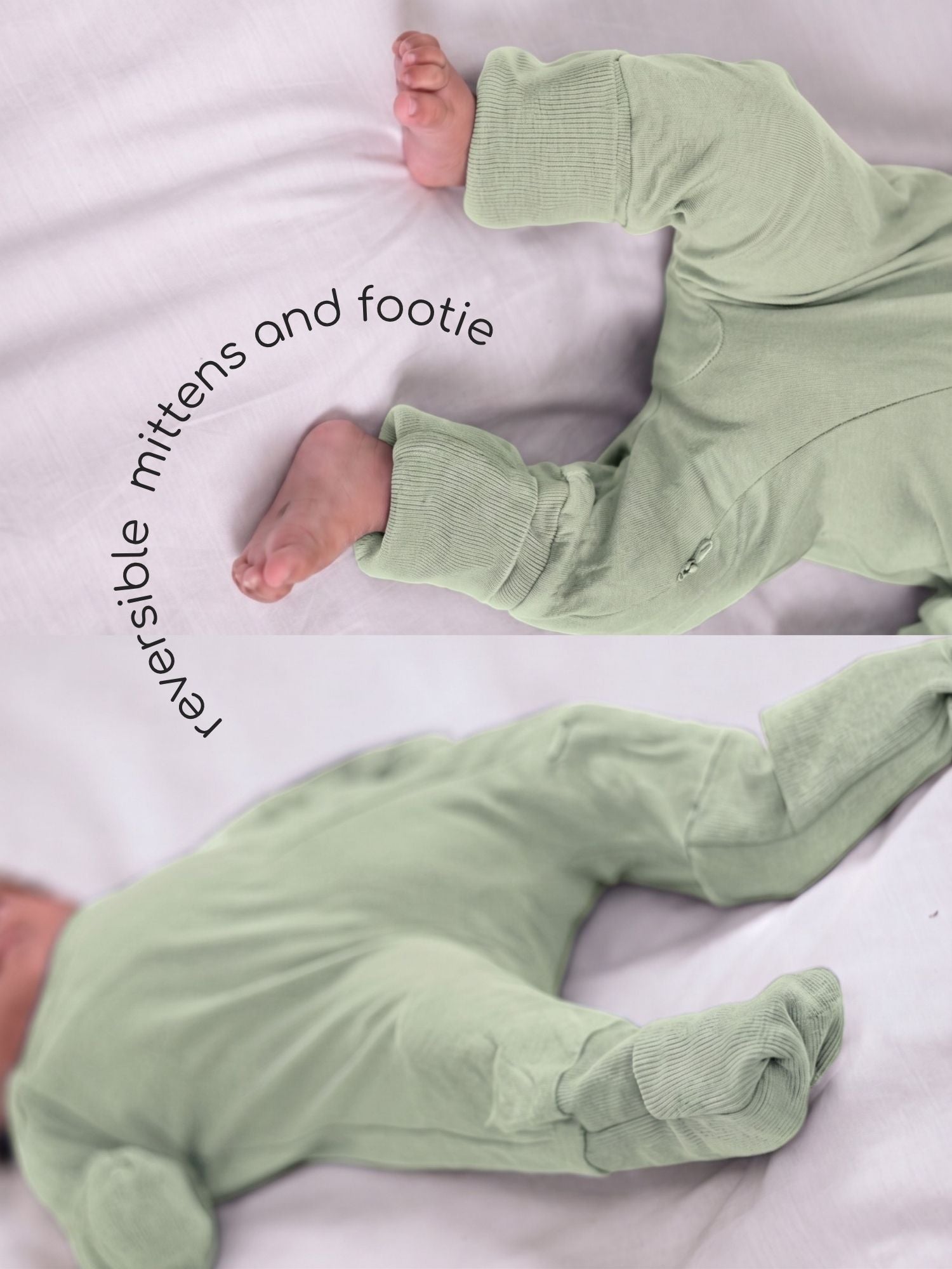 bamboo sleepsuit with reversible mittens & footie