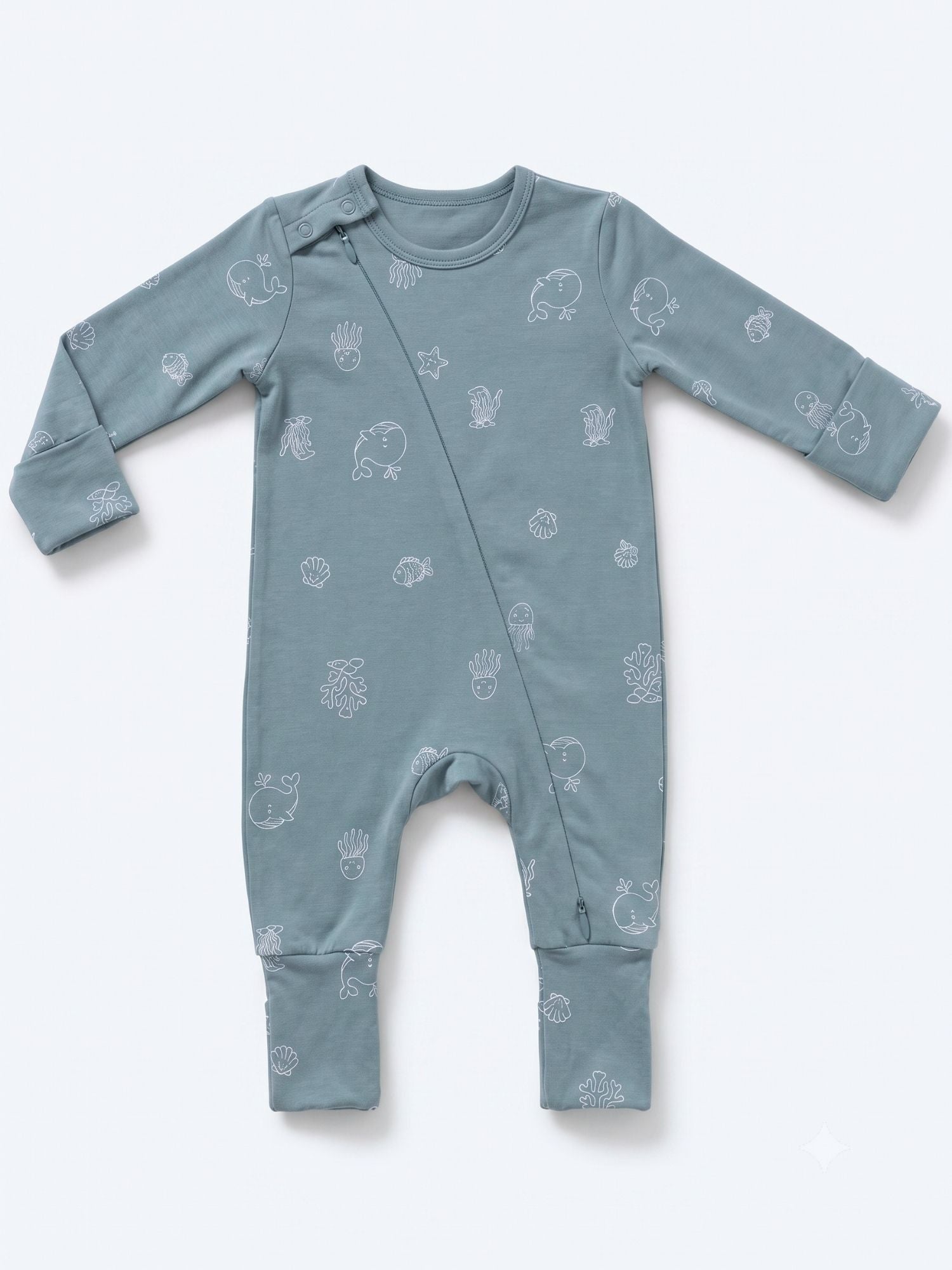bamboo sleepsuit with reversible mittens & footie