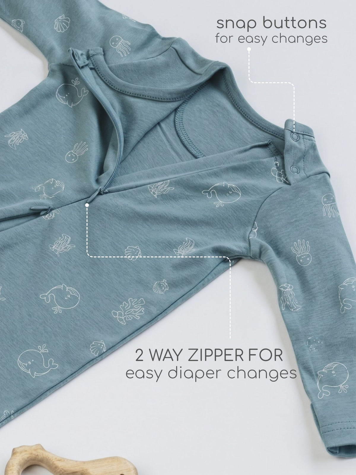 bamboo sleepsuit with reversible mittens & footie