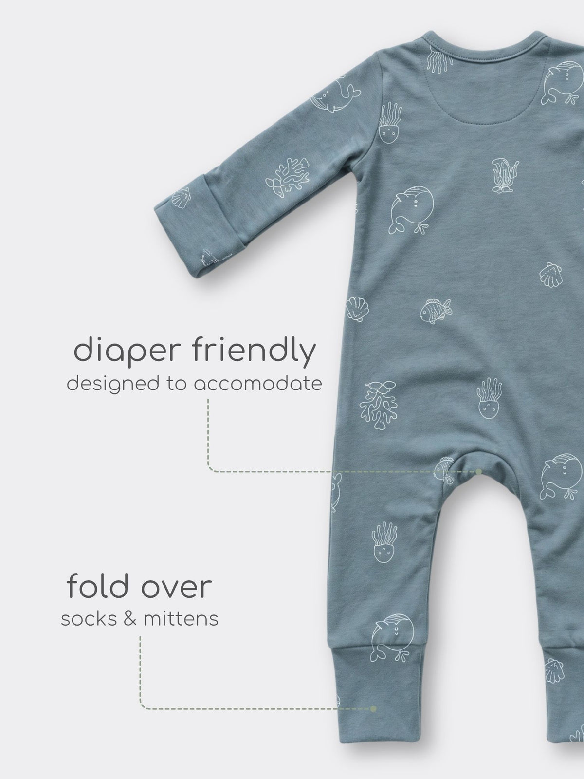 bamboo sleepsuit with reversible mittens & footie