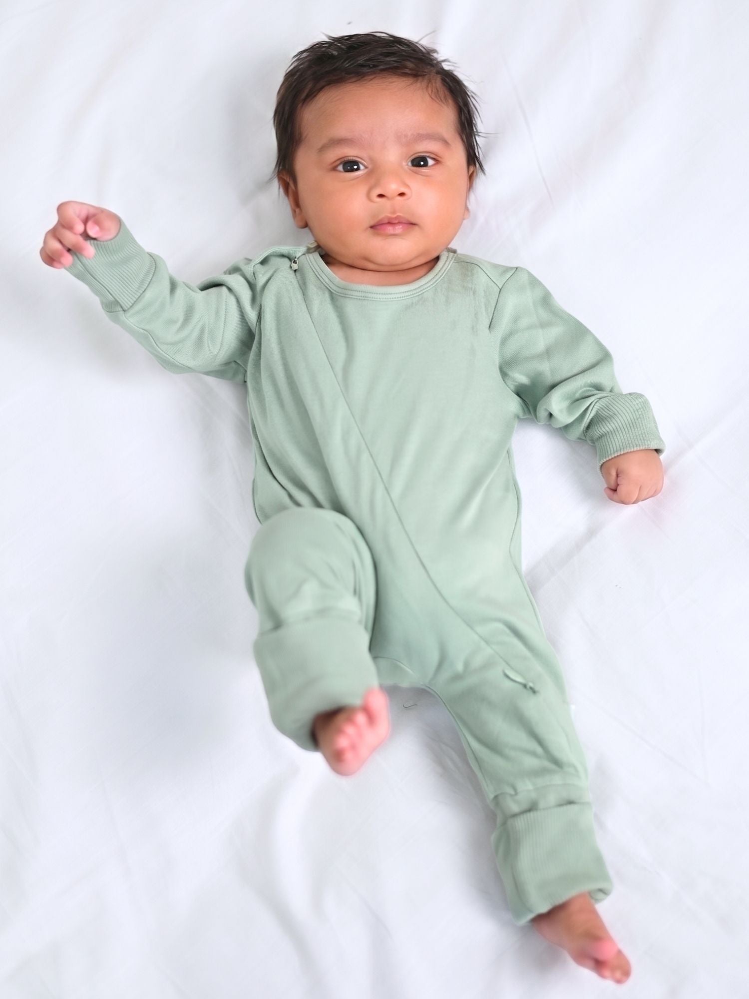 bamboo sleepsuit with reversible mittens & footie