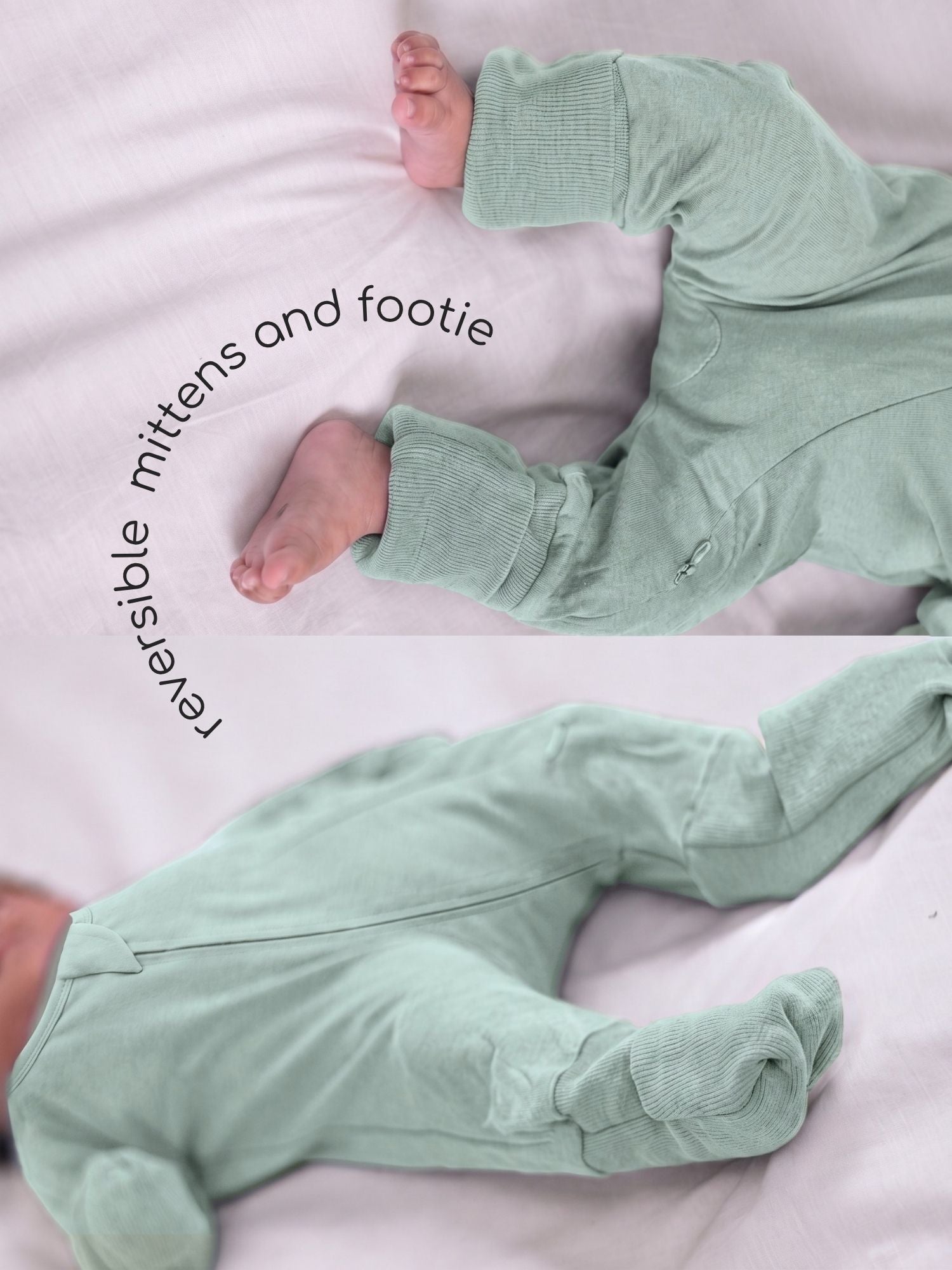 bamboo sleepsuit with reversible mittens & footie