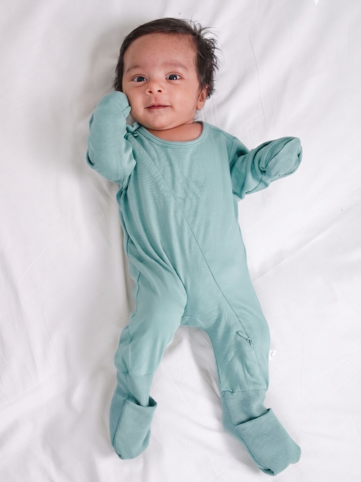 bamboo sleepsuit with reversible mittens & footie
