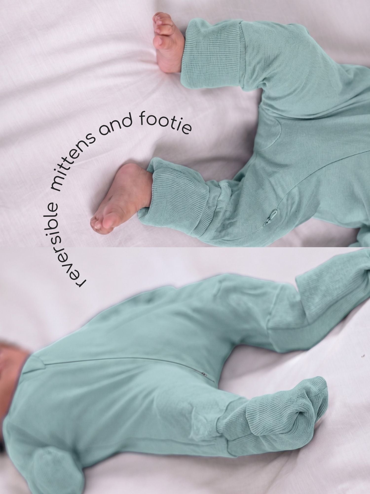 bamboo sleepsuit with reversible mittens & footie