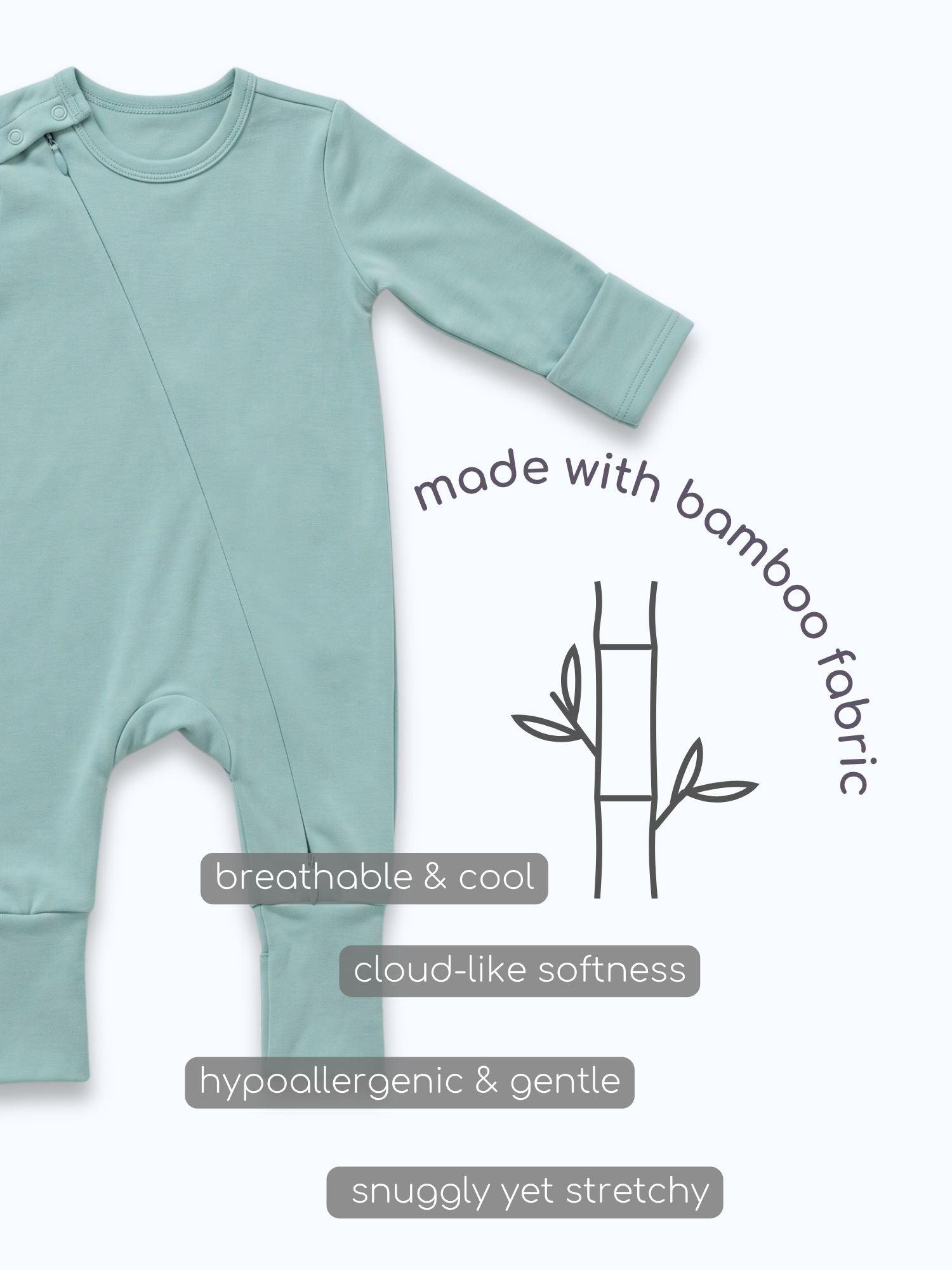 bamboo sleepsuit with reversible mittens & footie