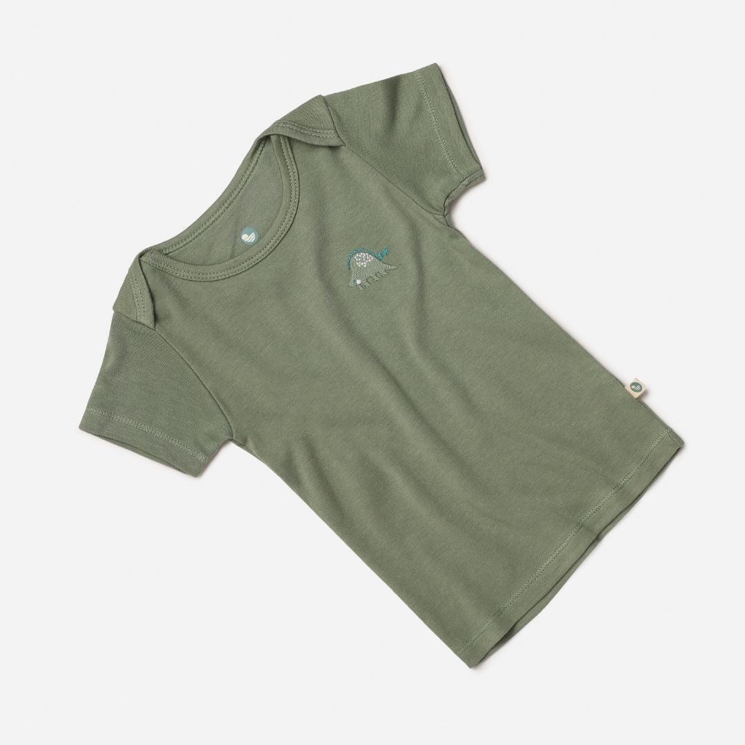 bamboo solid t-shirt & printed shorts set