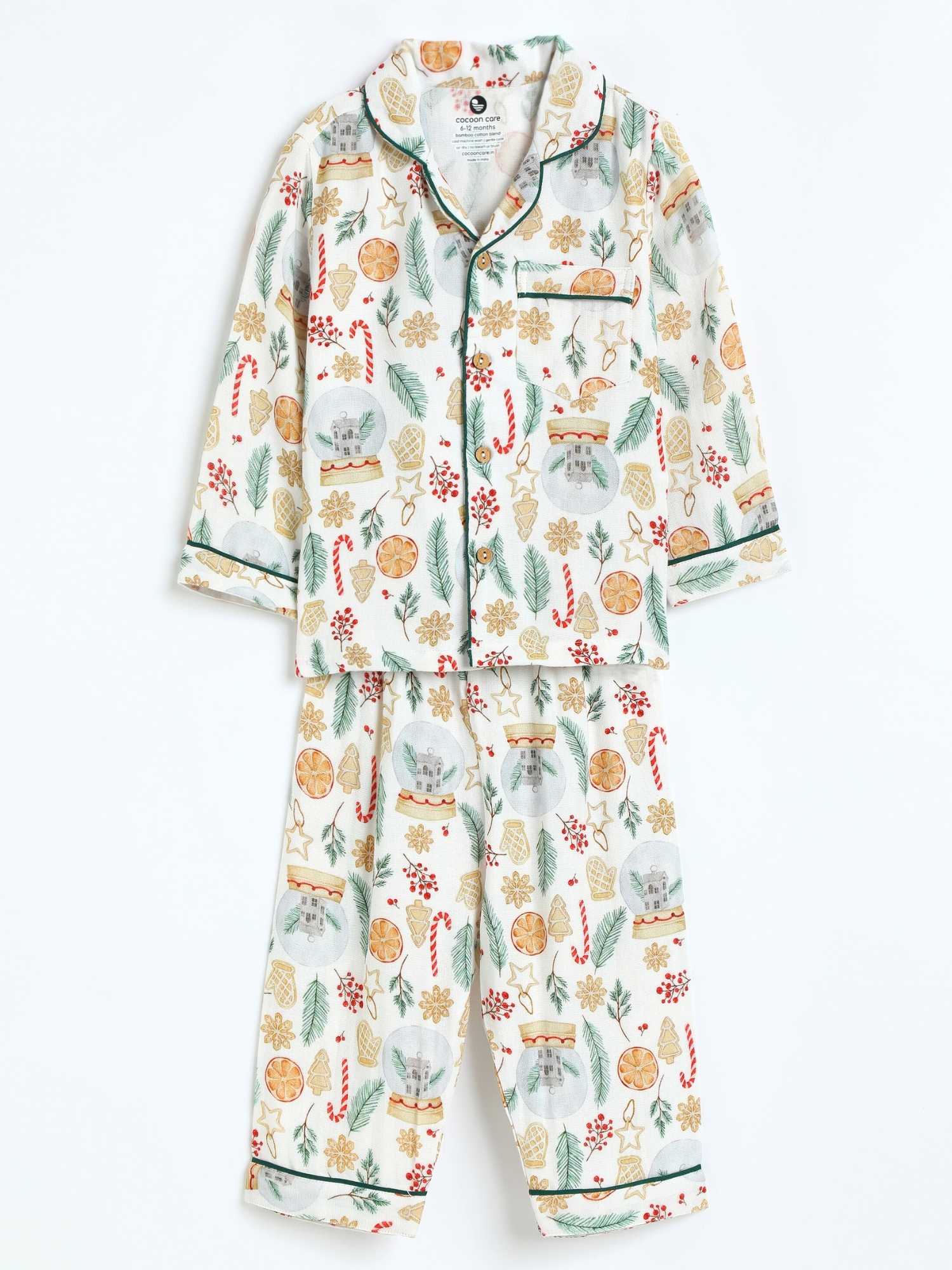 bamboo muslin nightsuit set -christmas collection