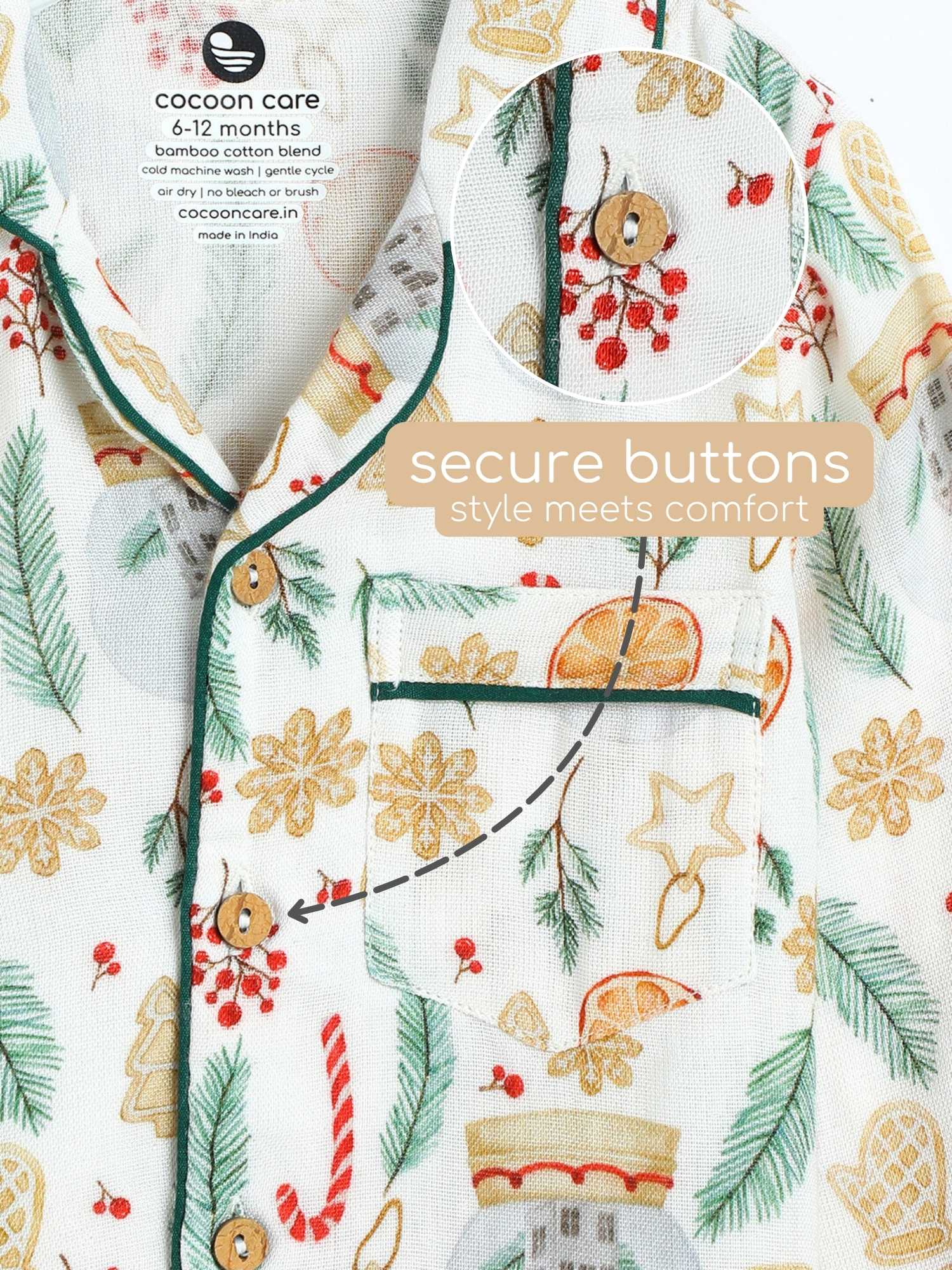 bamboo muslin nightsuit set -christmas collection