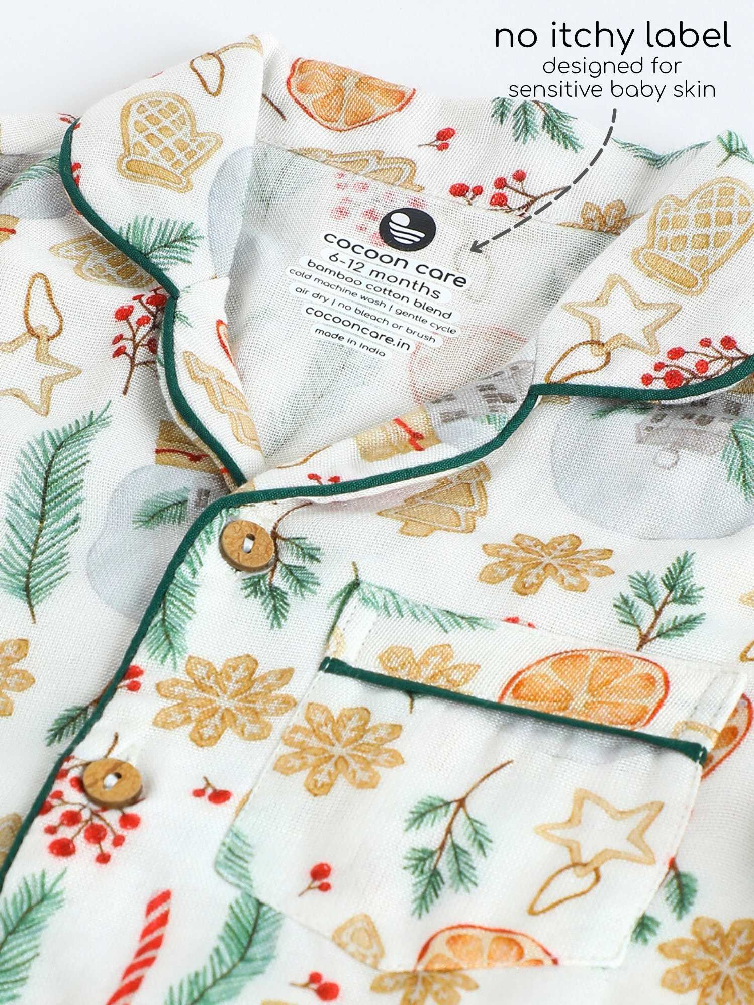 bamboo muslin nightsuit set -christmas collection