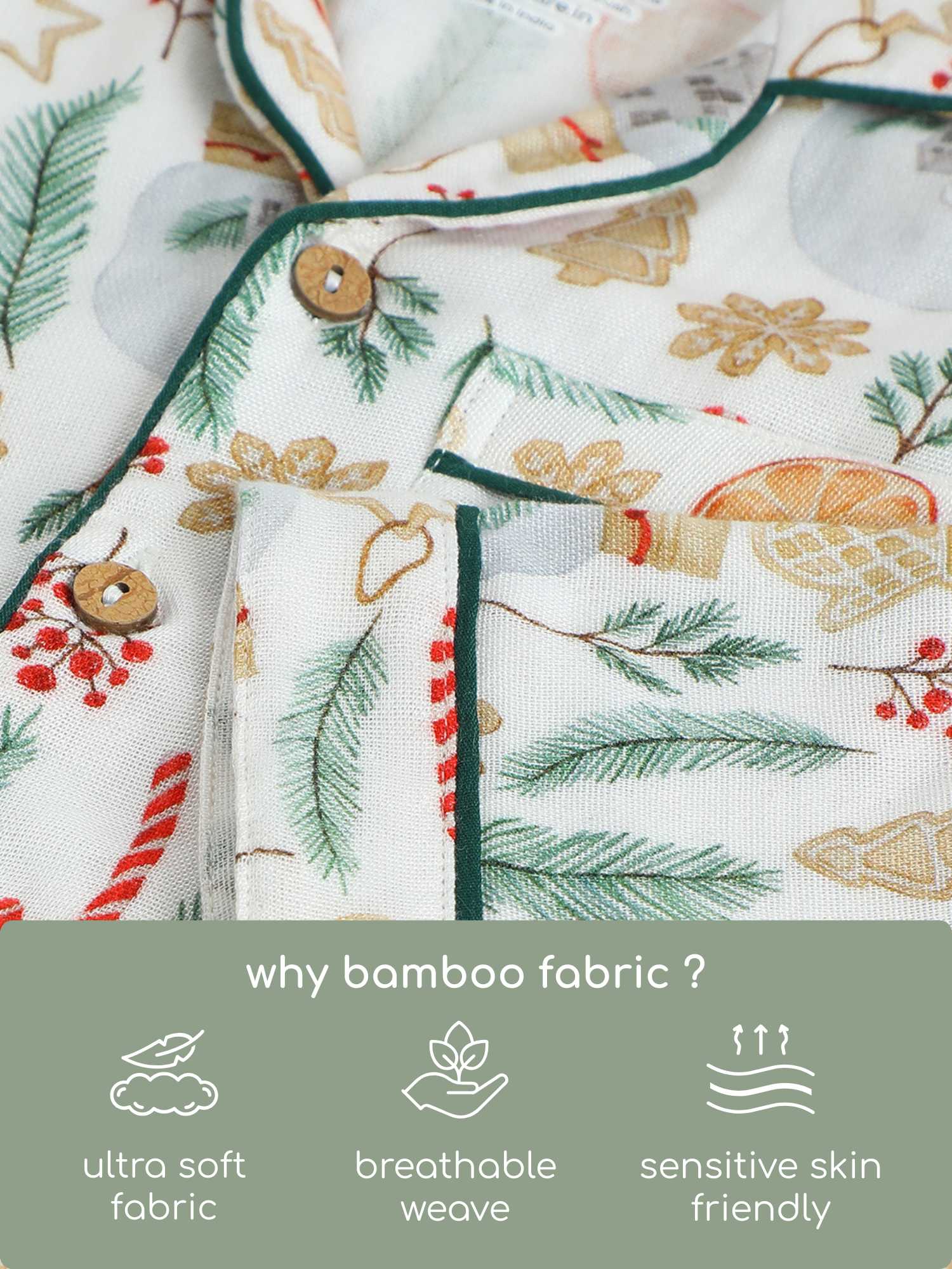 bamboo muslin nightsuit set -christmas collection