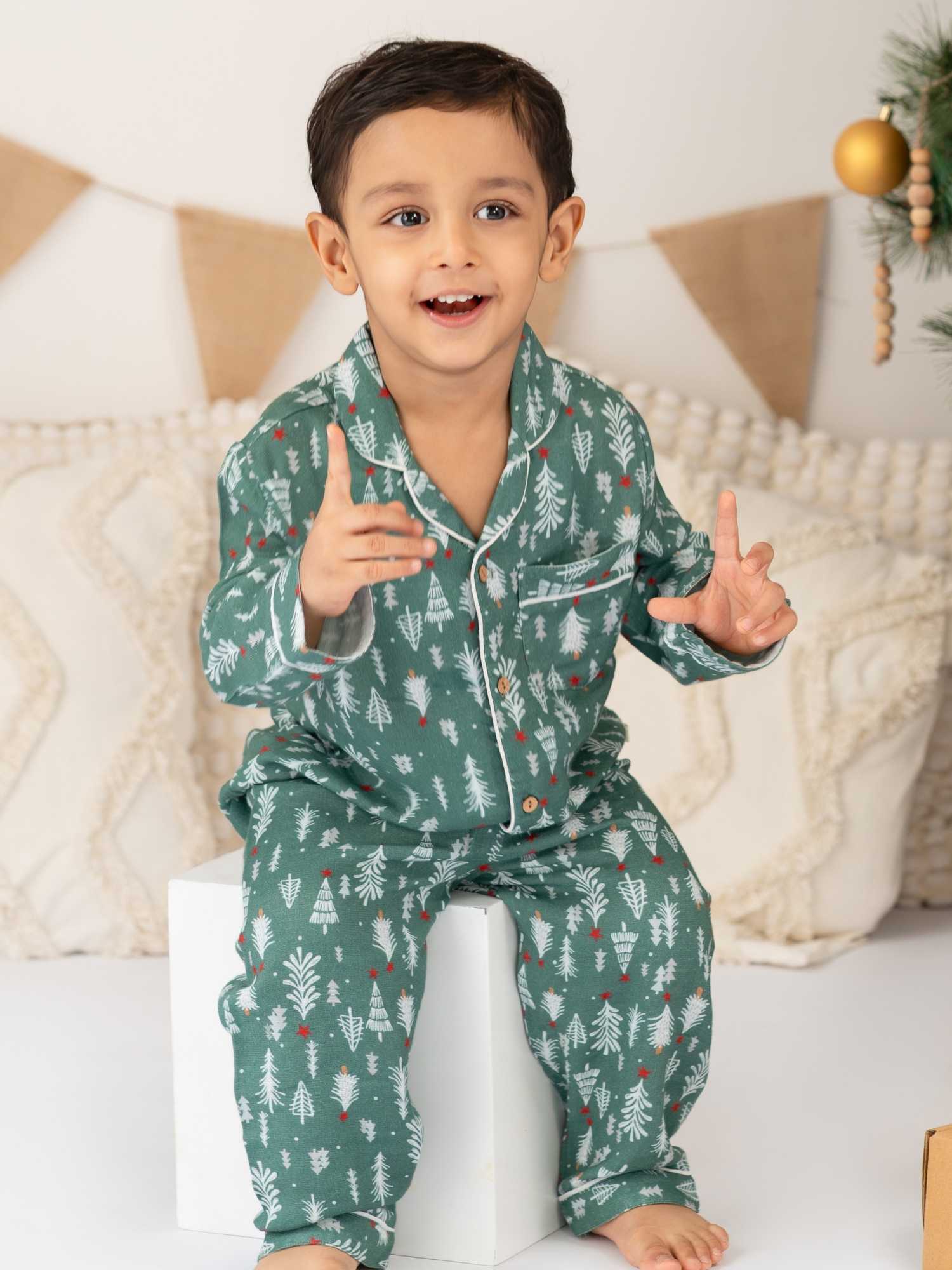 bamboo muslin nightsuit set -christmas collection