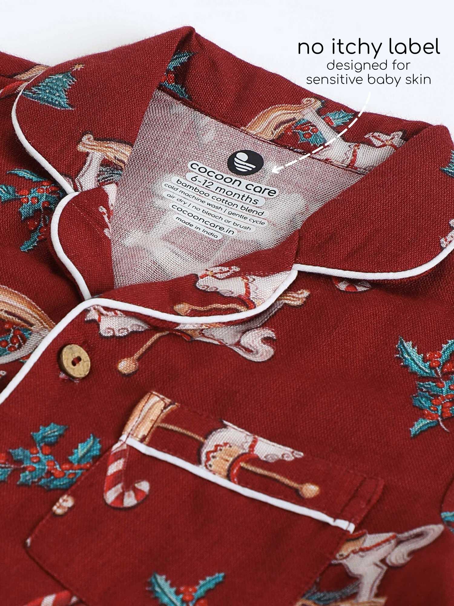 bamboo muslin nightsuit set -christmas collection