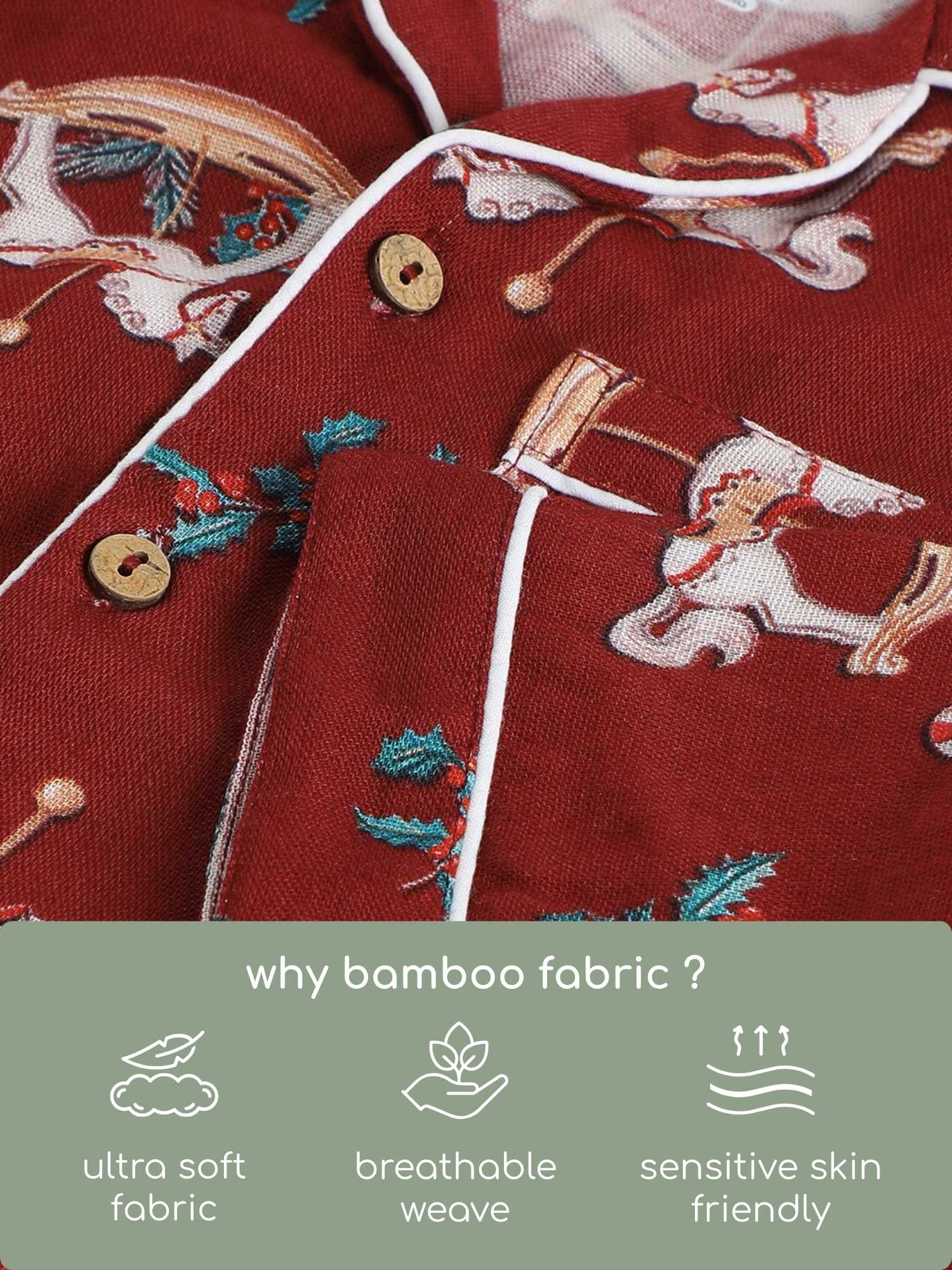 bamboo muslin nightsuit set -christmas collection