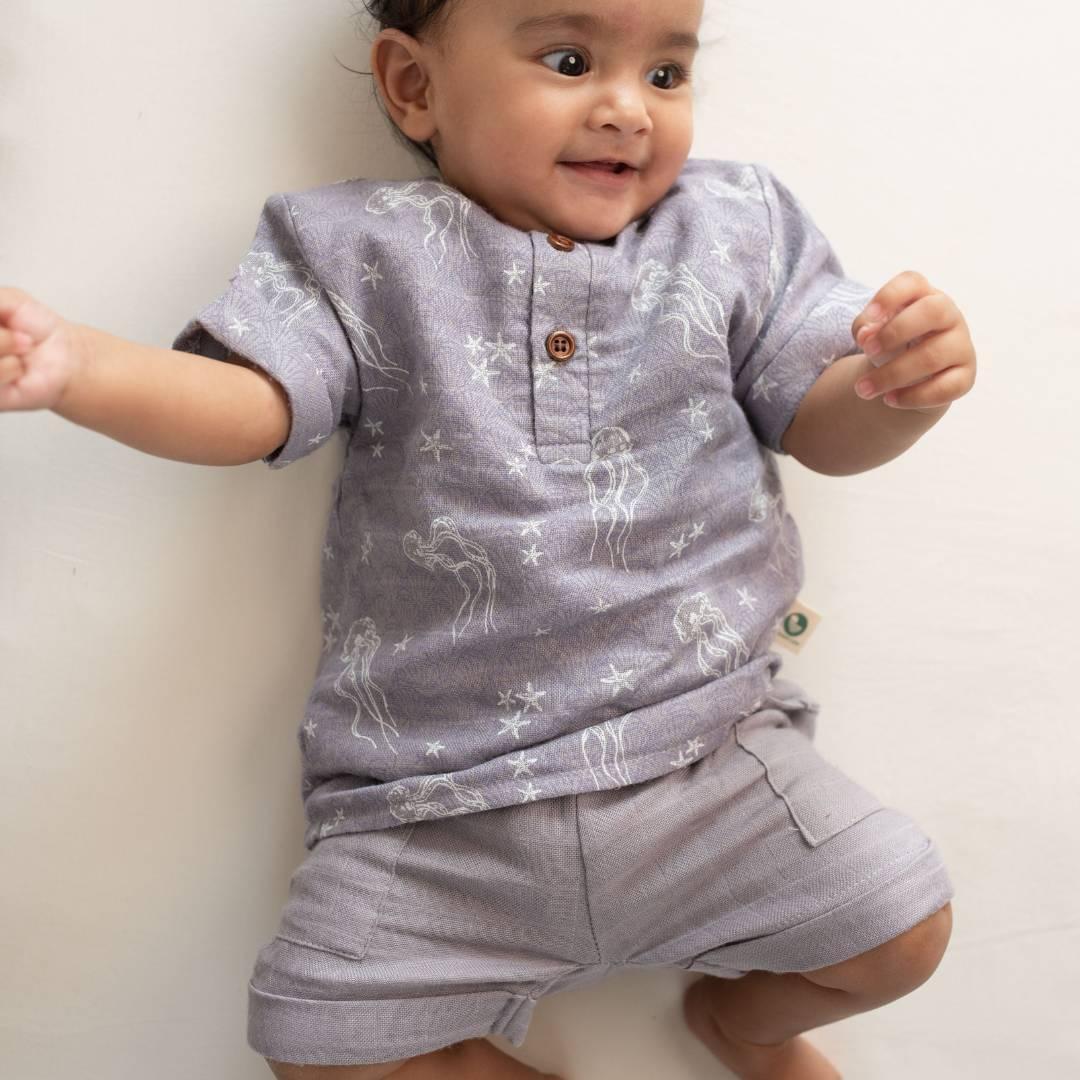 bamboo muslin shirt shorts set