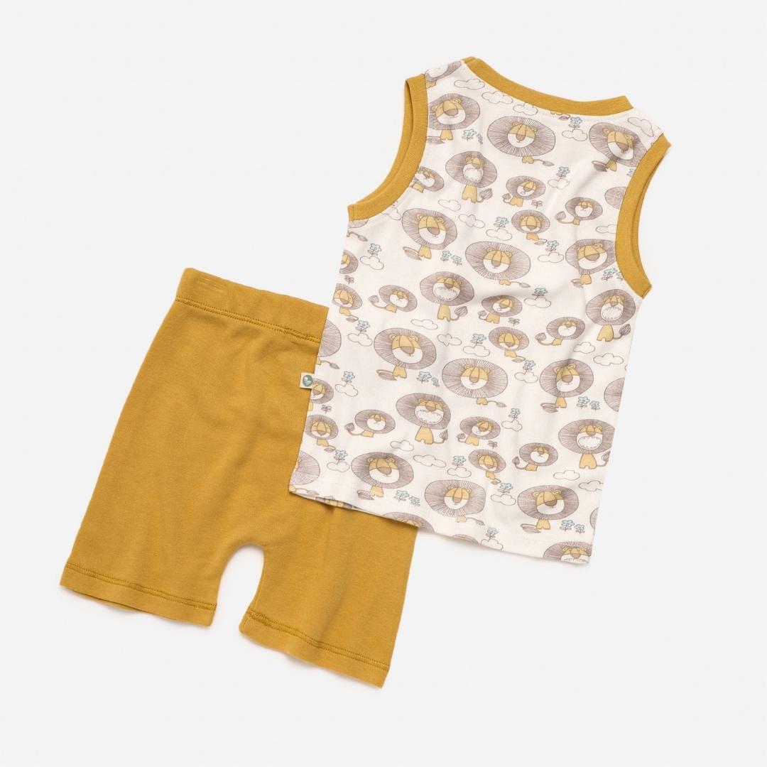bamboo sleeveless printed t-shirt & solid shorts set