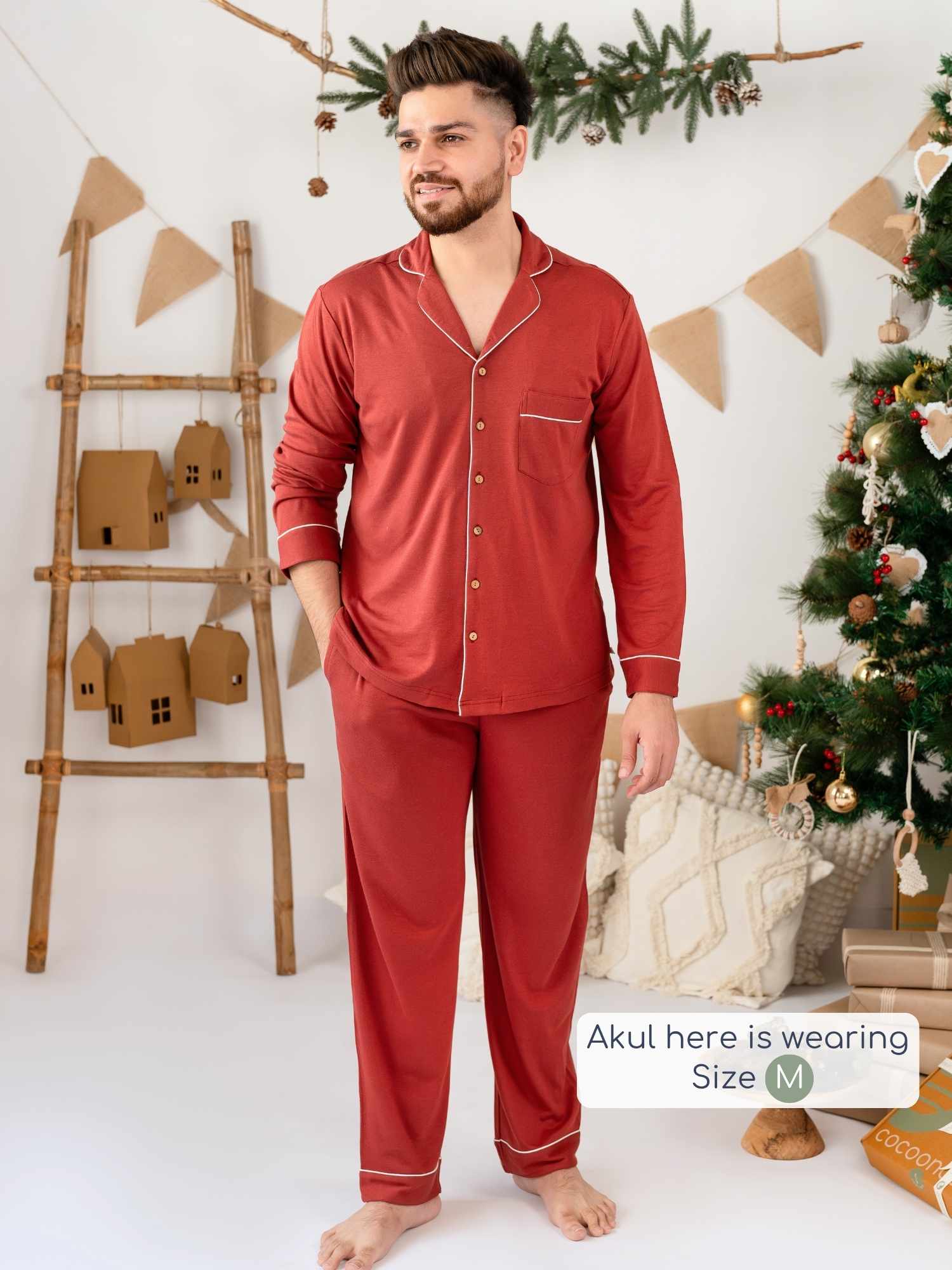 bamboo men's knit pyjamas - christmas collection