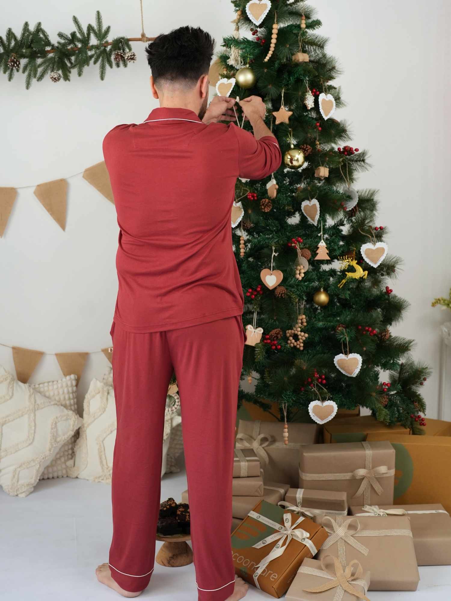 bamboo men's knit pyjamas - christmas collection
