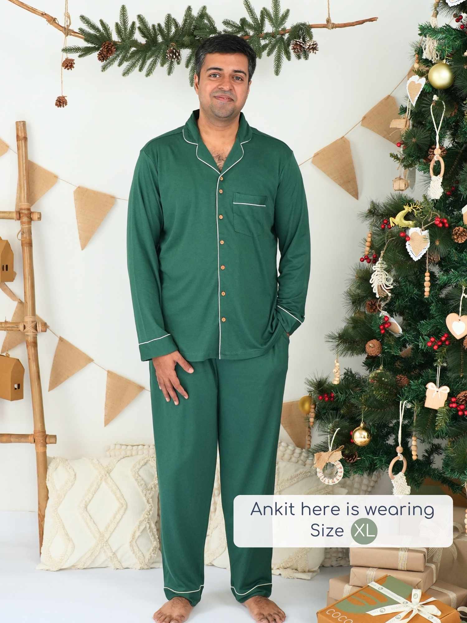 bamboo men's knit pyjamas - christmas collection