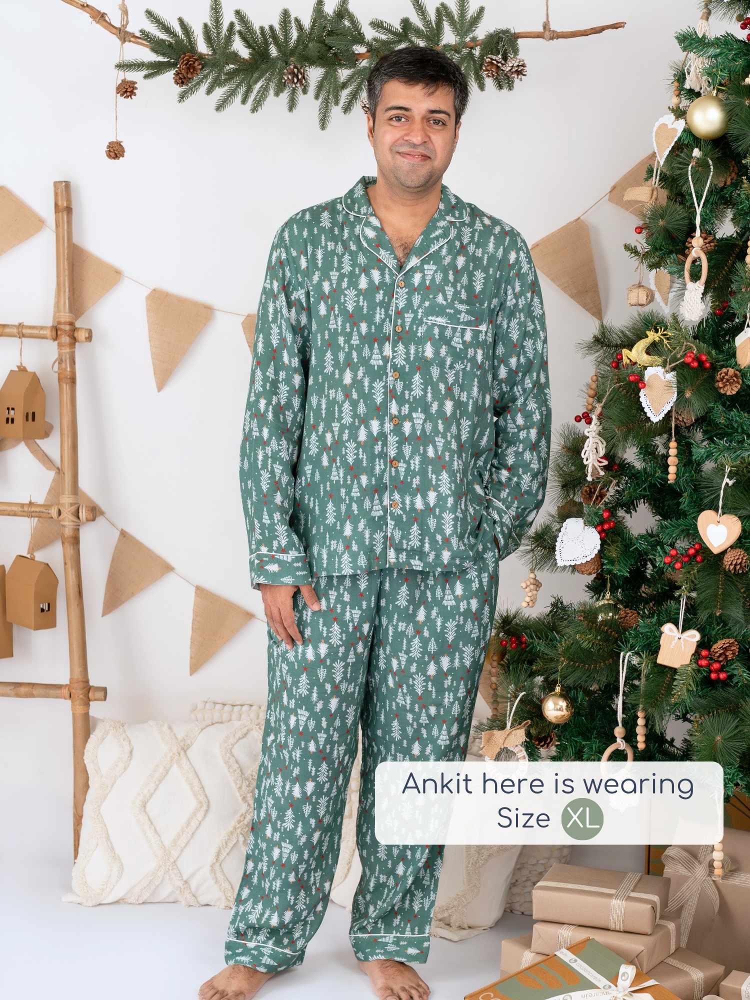 bamboo men's muslin pyjamas - christmas collection