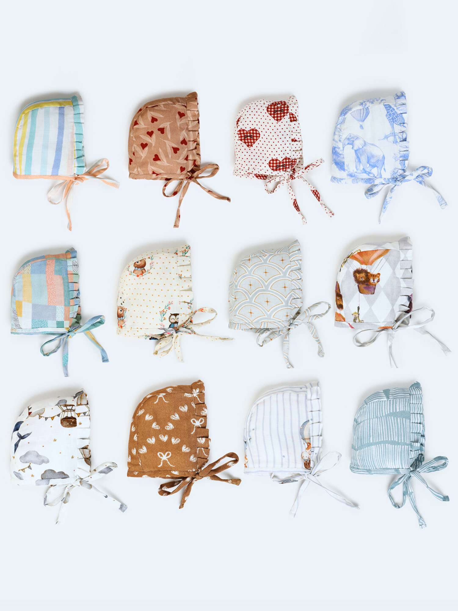 newborn bamboo muslin bonnet cap pack of 12