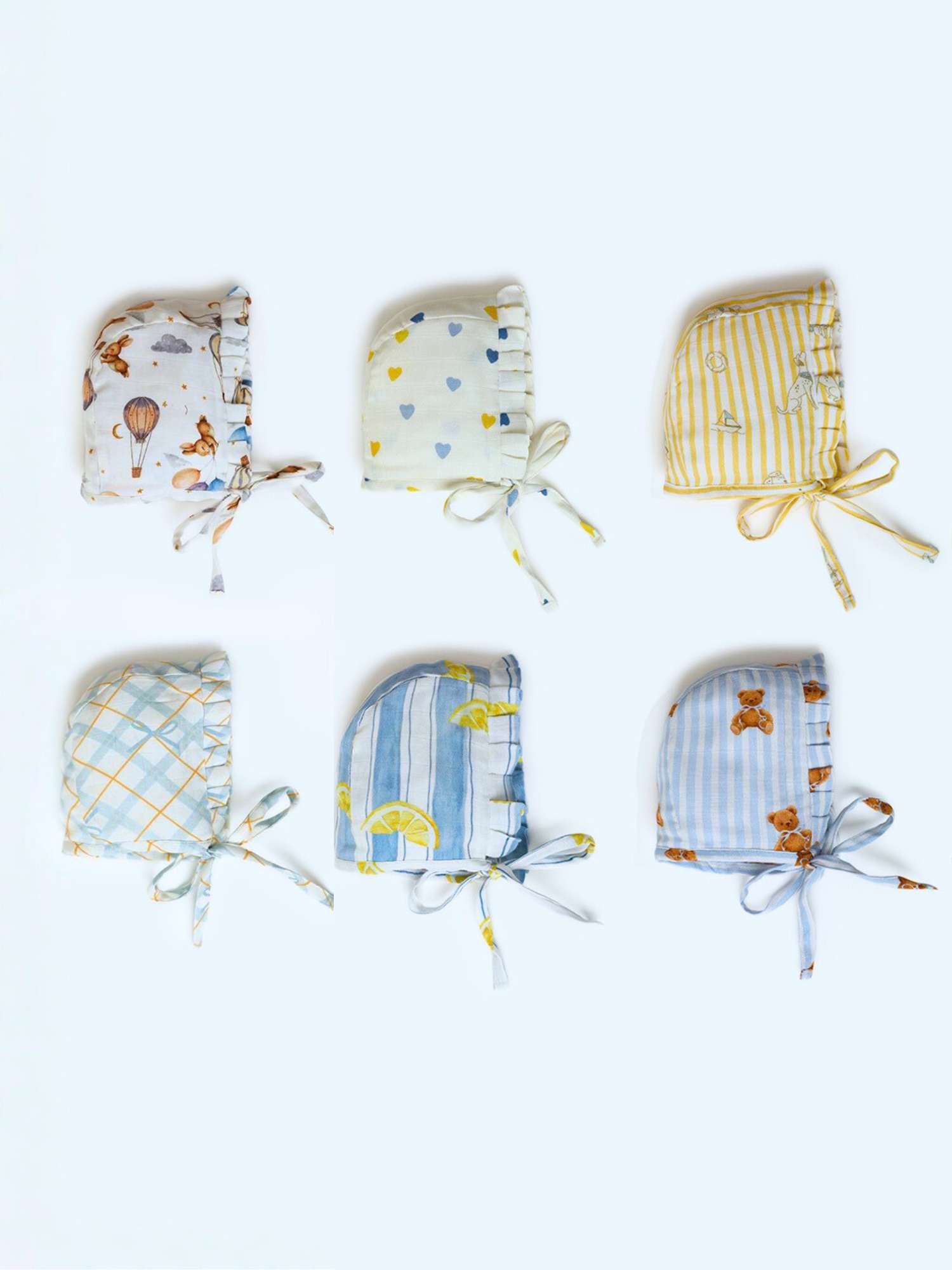 newborn bamboo muslin bonnet cap pack of 6