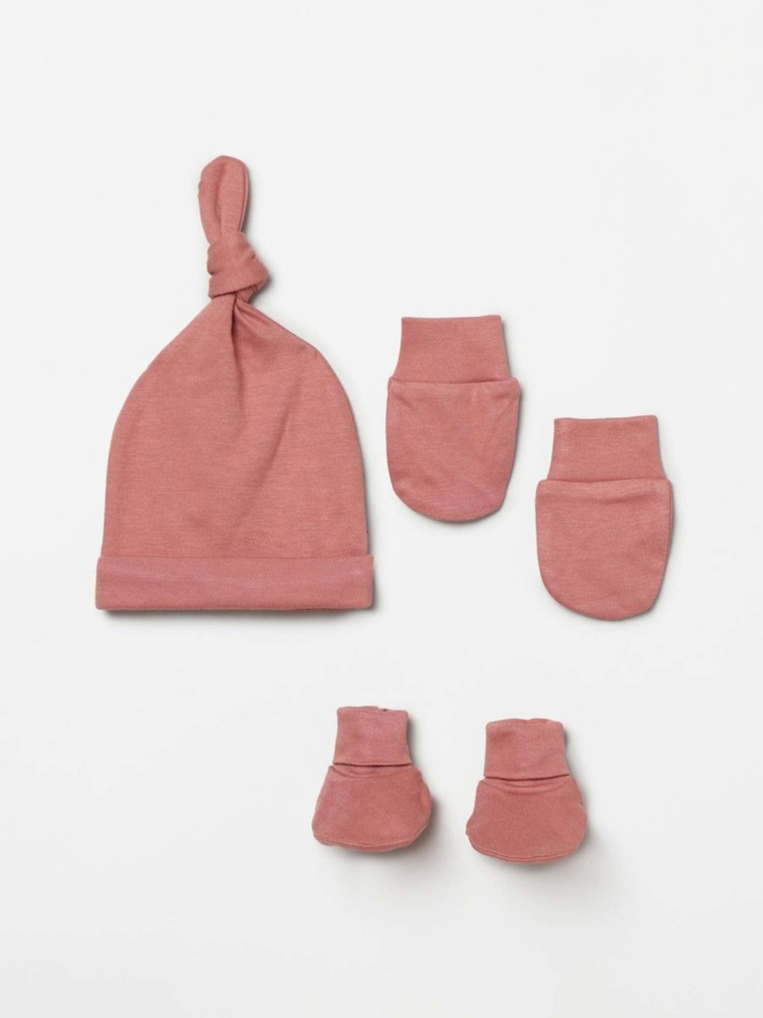 newborn baby bamboo cap mittens socks combo - solid colours