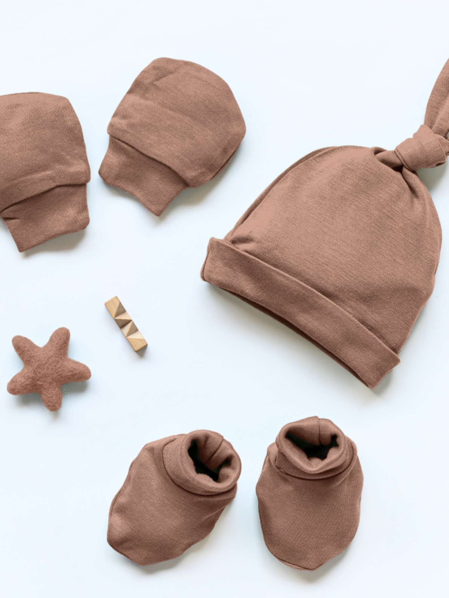 newborn baby bamboo cap mittens socks combo - solid colours