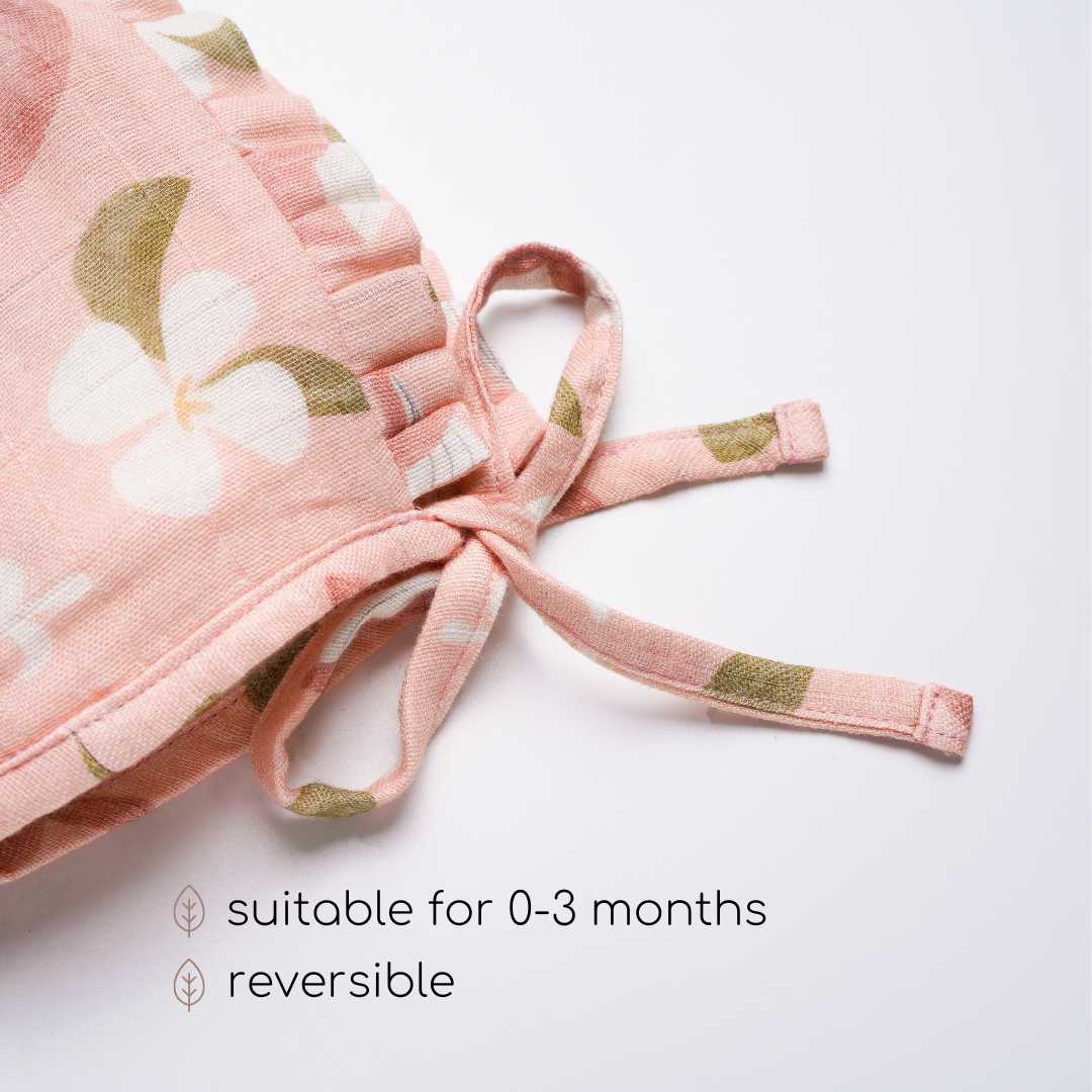 newborn bamboo muslin bonnet cap - by the sea