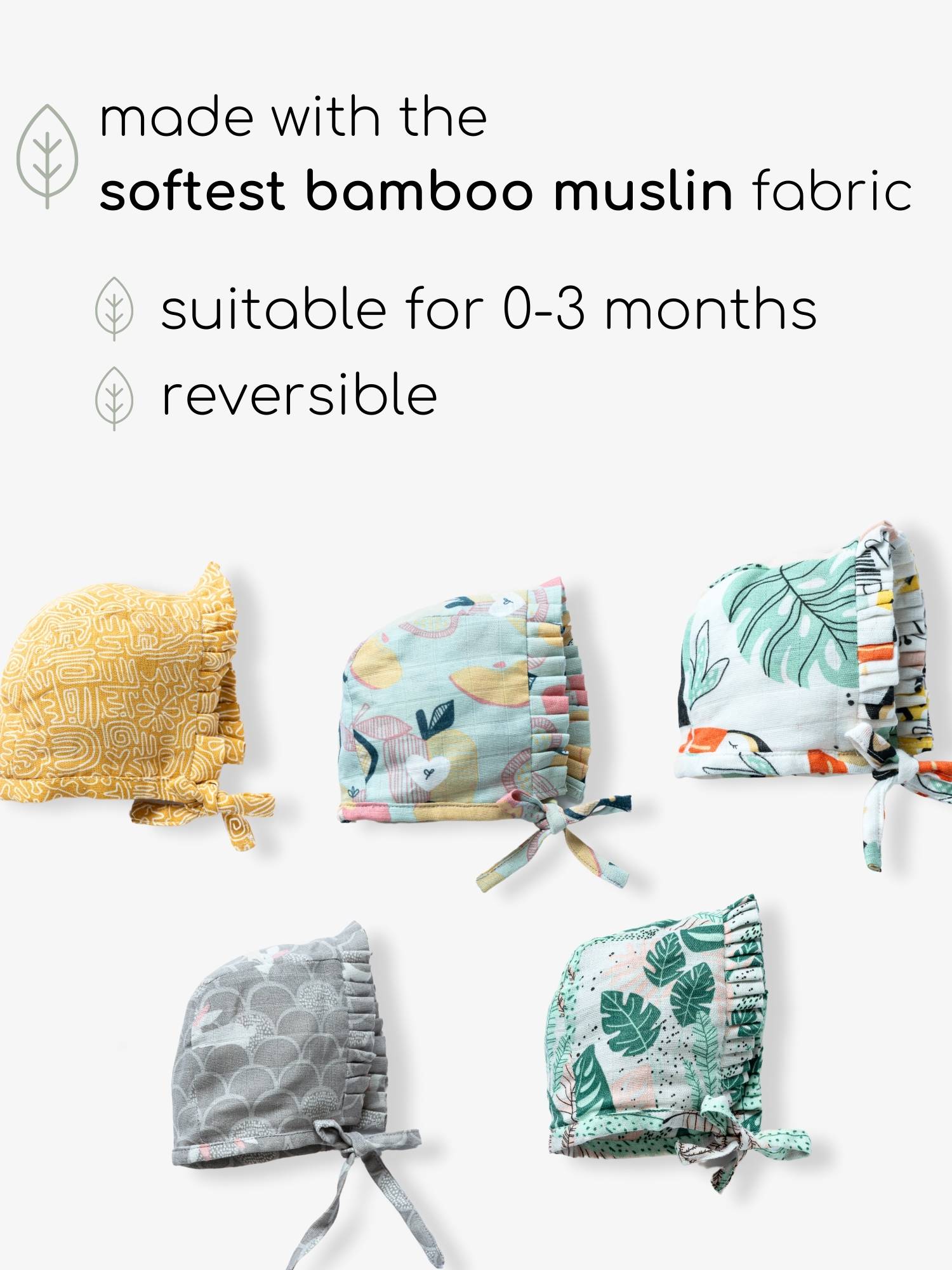 newborn bamboo muslin bonnet cap - abstract world