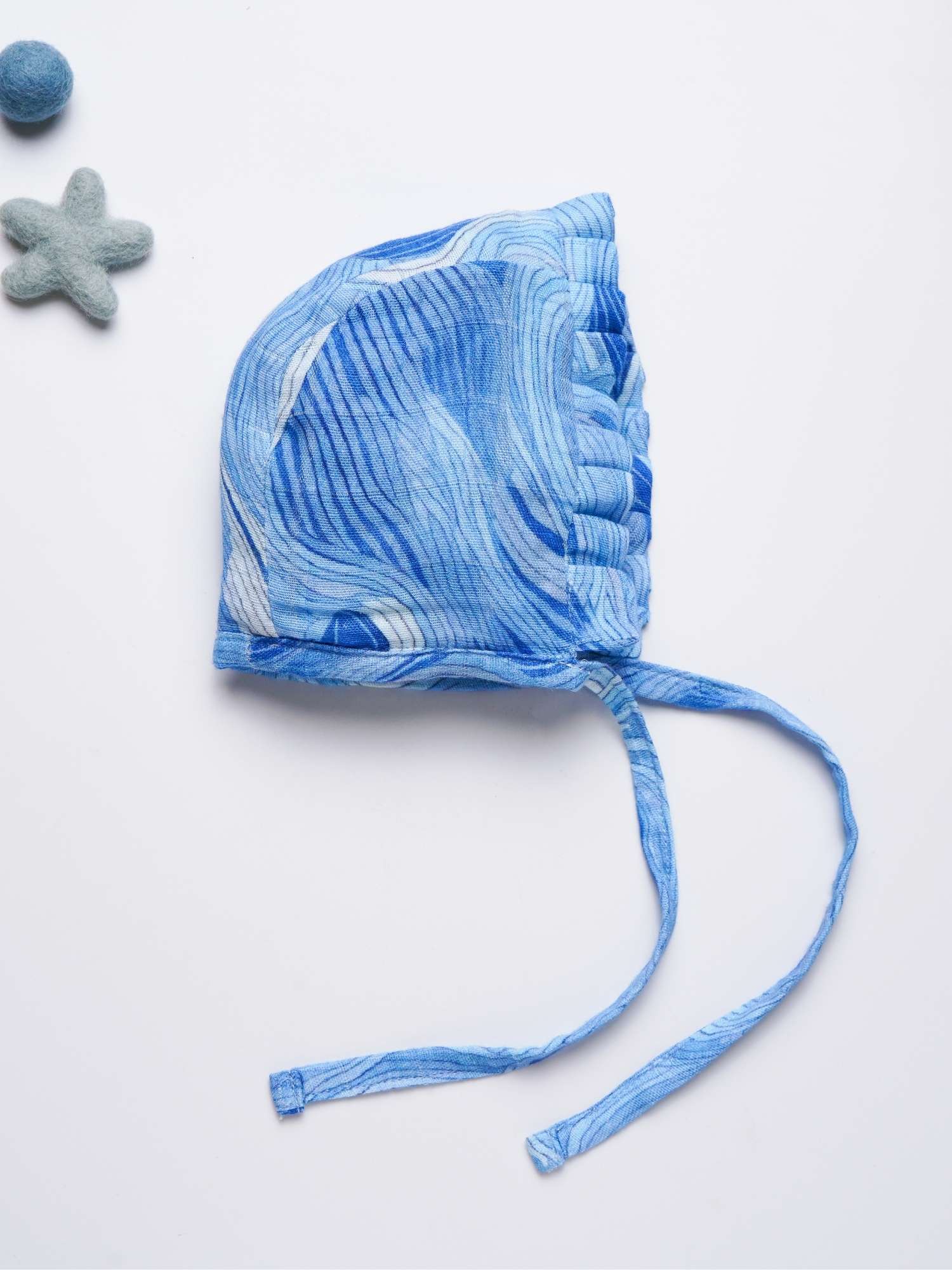 newborn bamboo muslin bonnet cap - abstract world
