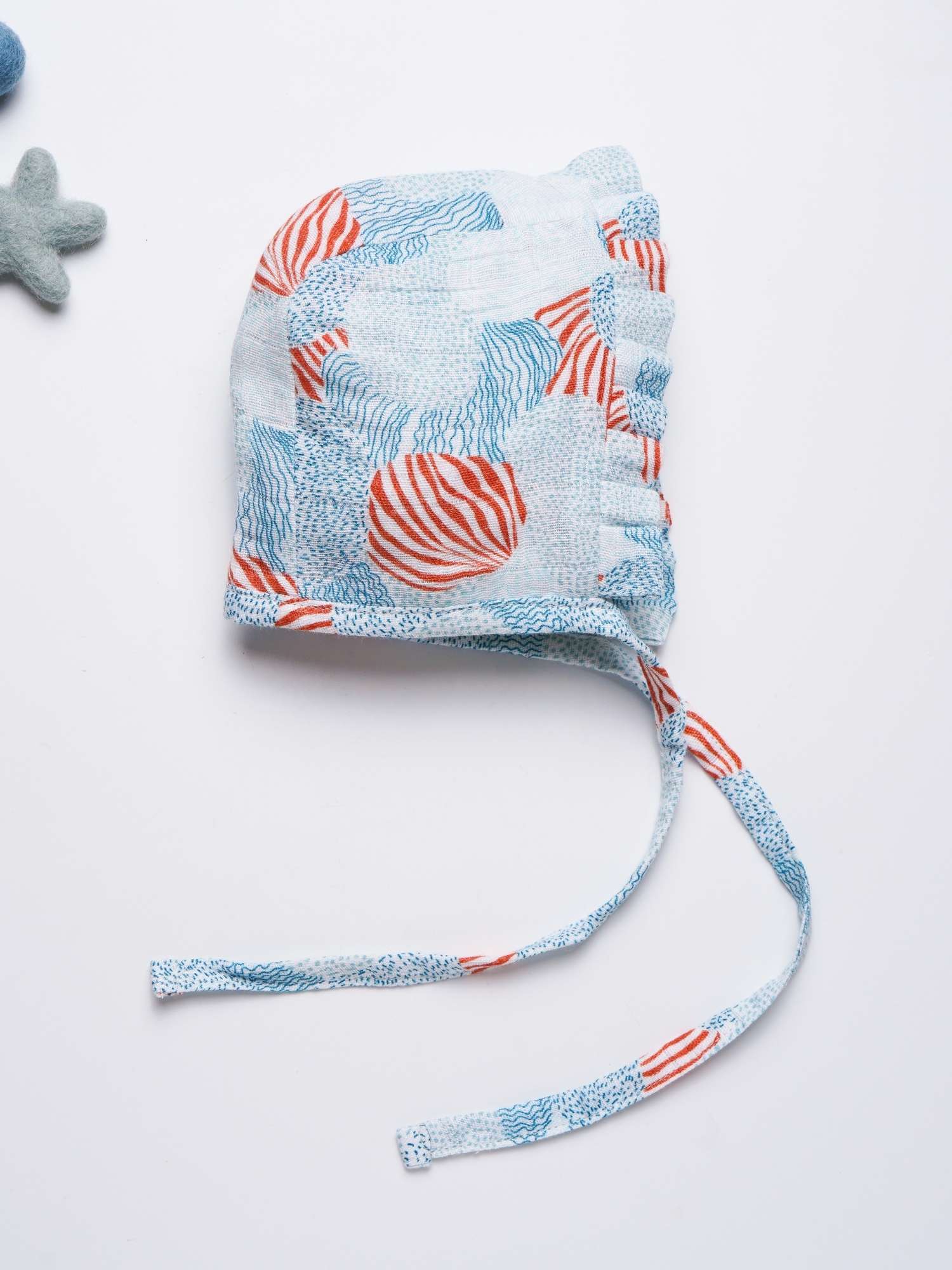 newborn bamboo muslin bonnet cap - abstract world