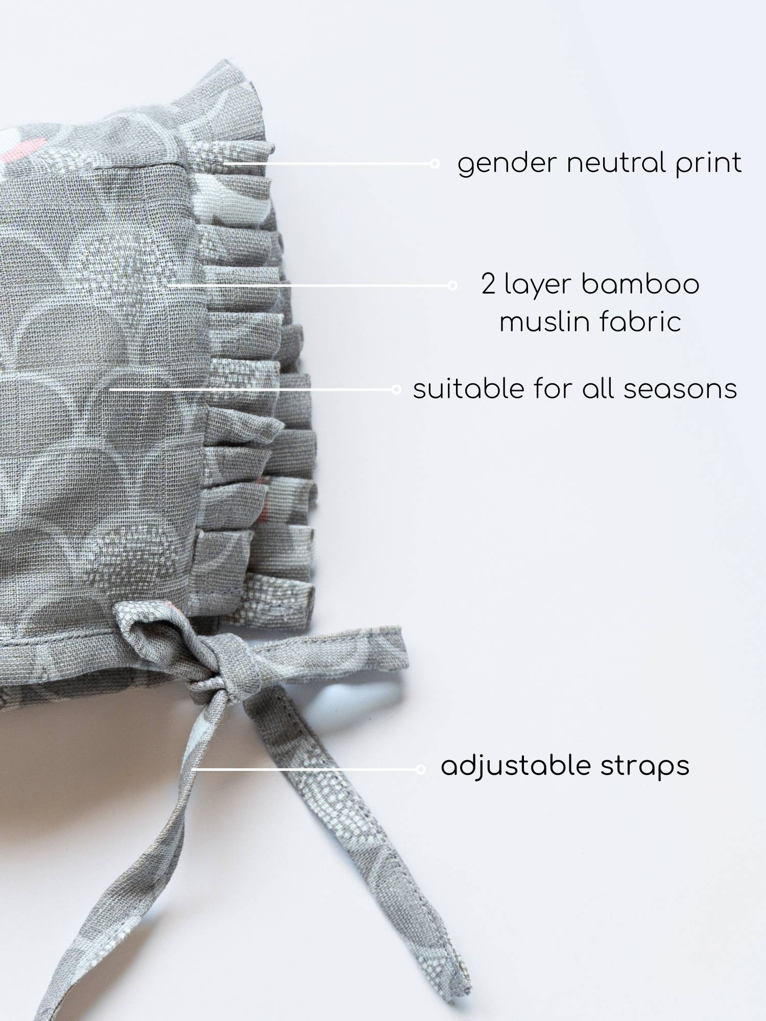 newborn bamboo muslin bonnet cap - abstract world