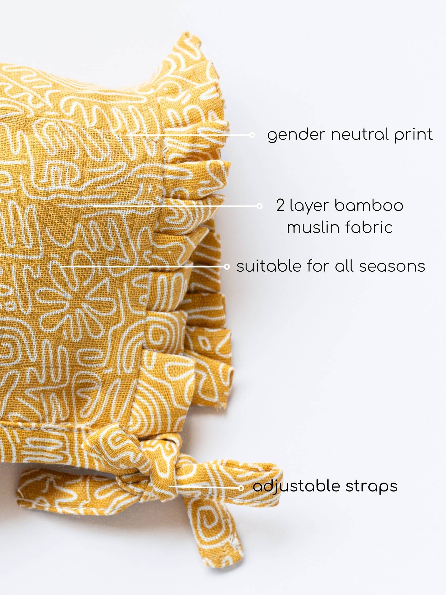 newborn bamboo muslin bonnet cap - abstract world