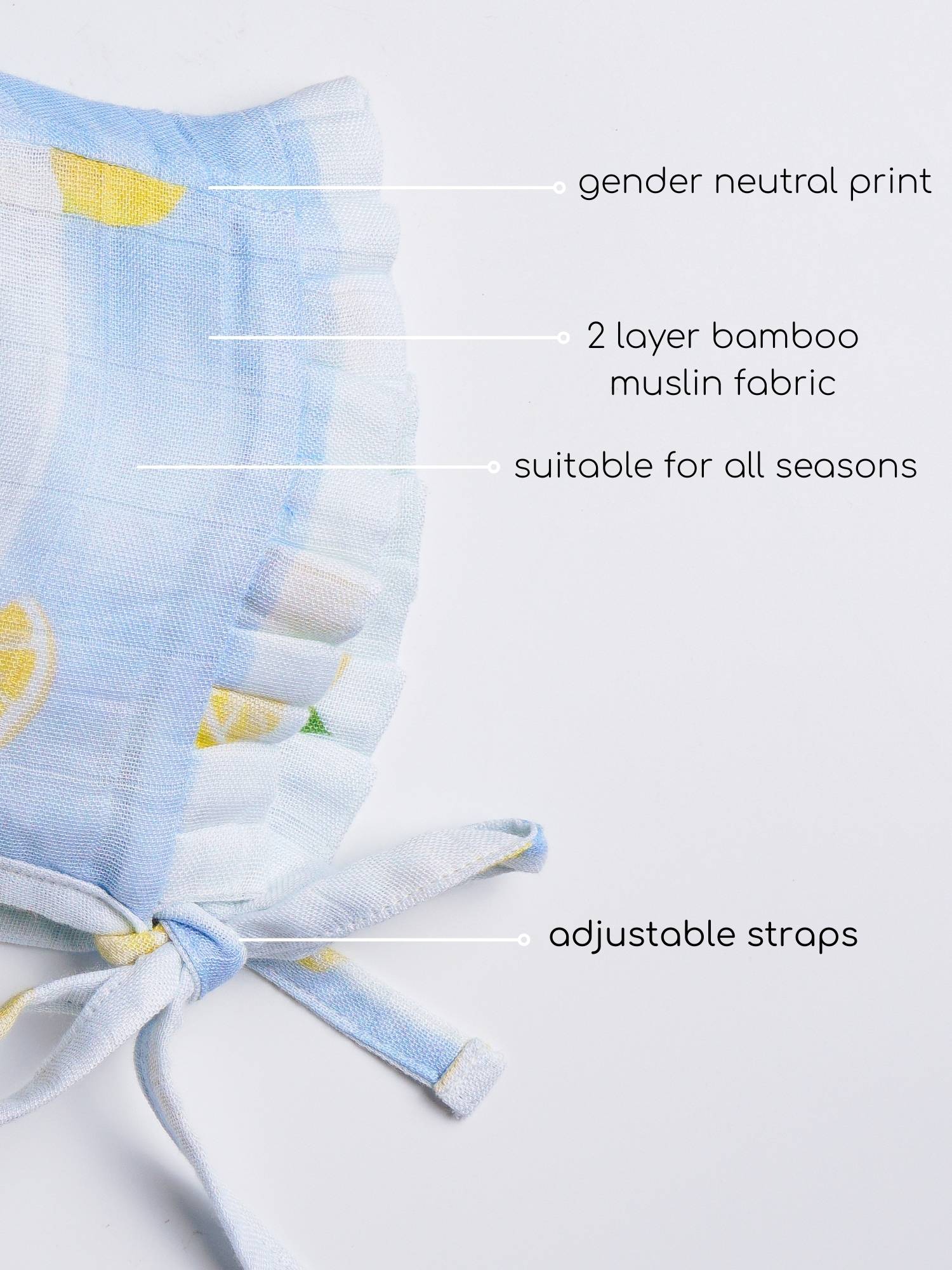 newborn bamboo muslin bonnet cap - by the sea