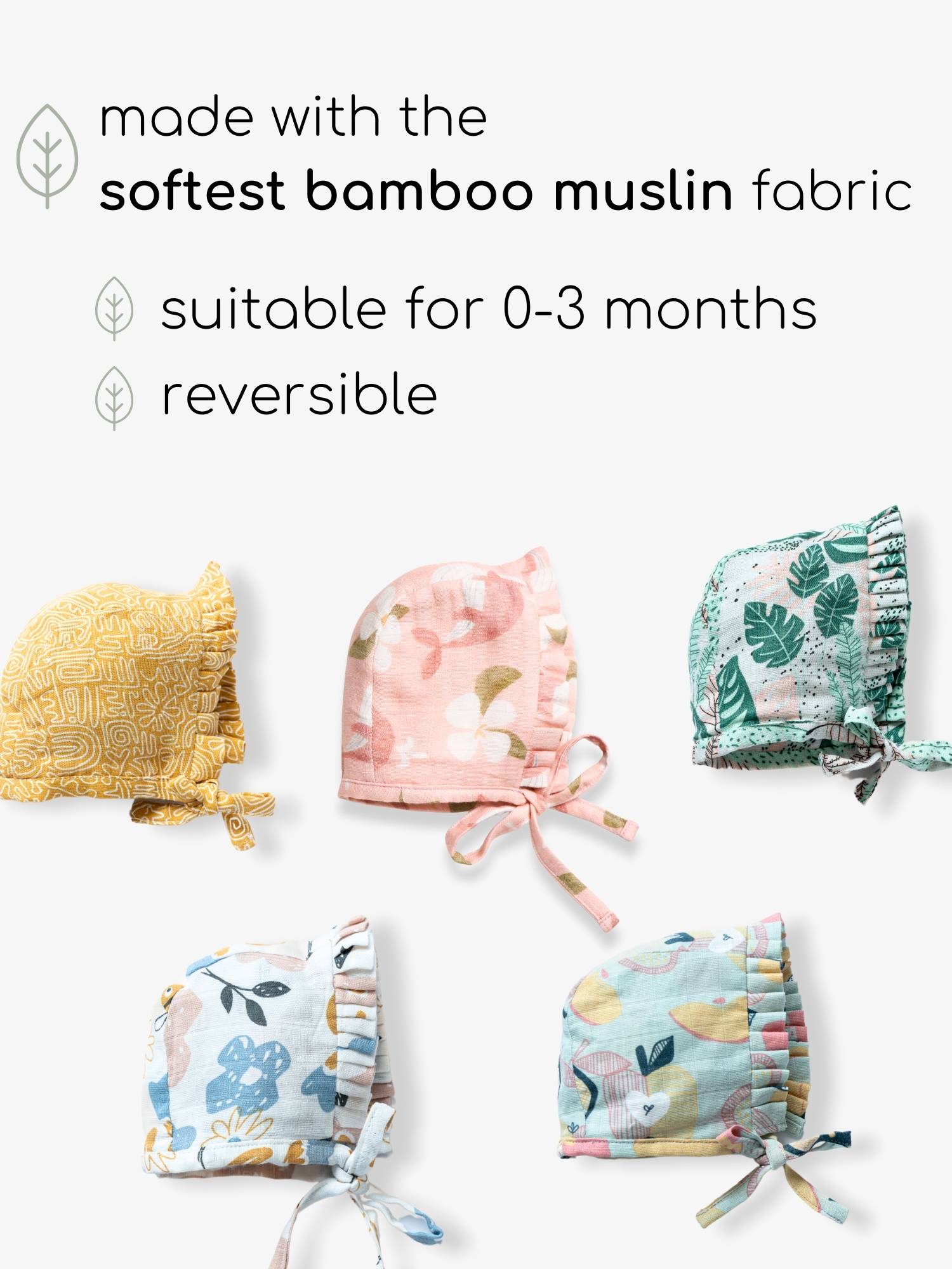 newborn bamboo muslin bonnet cap - by the sea