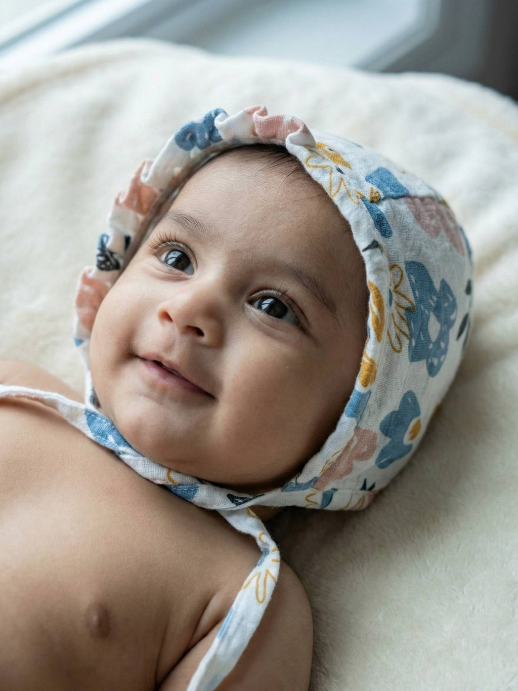 Buy Bonnet Cap For Baby - Plant Word Print Bamboo Muslin Bonnets ...